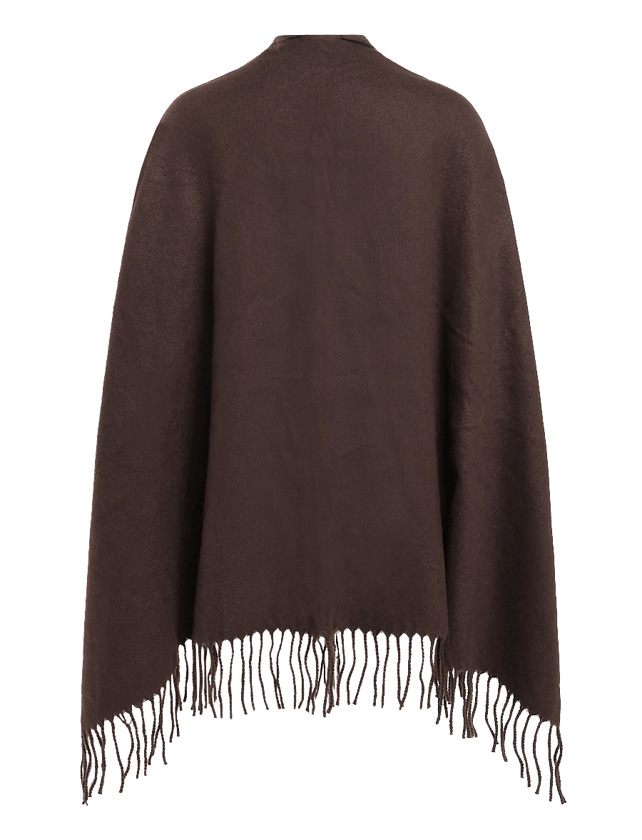 Kaffe - KAgaia Fringe Poncho - coffee bean - 1