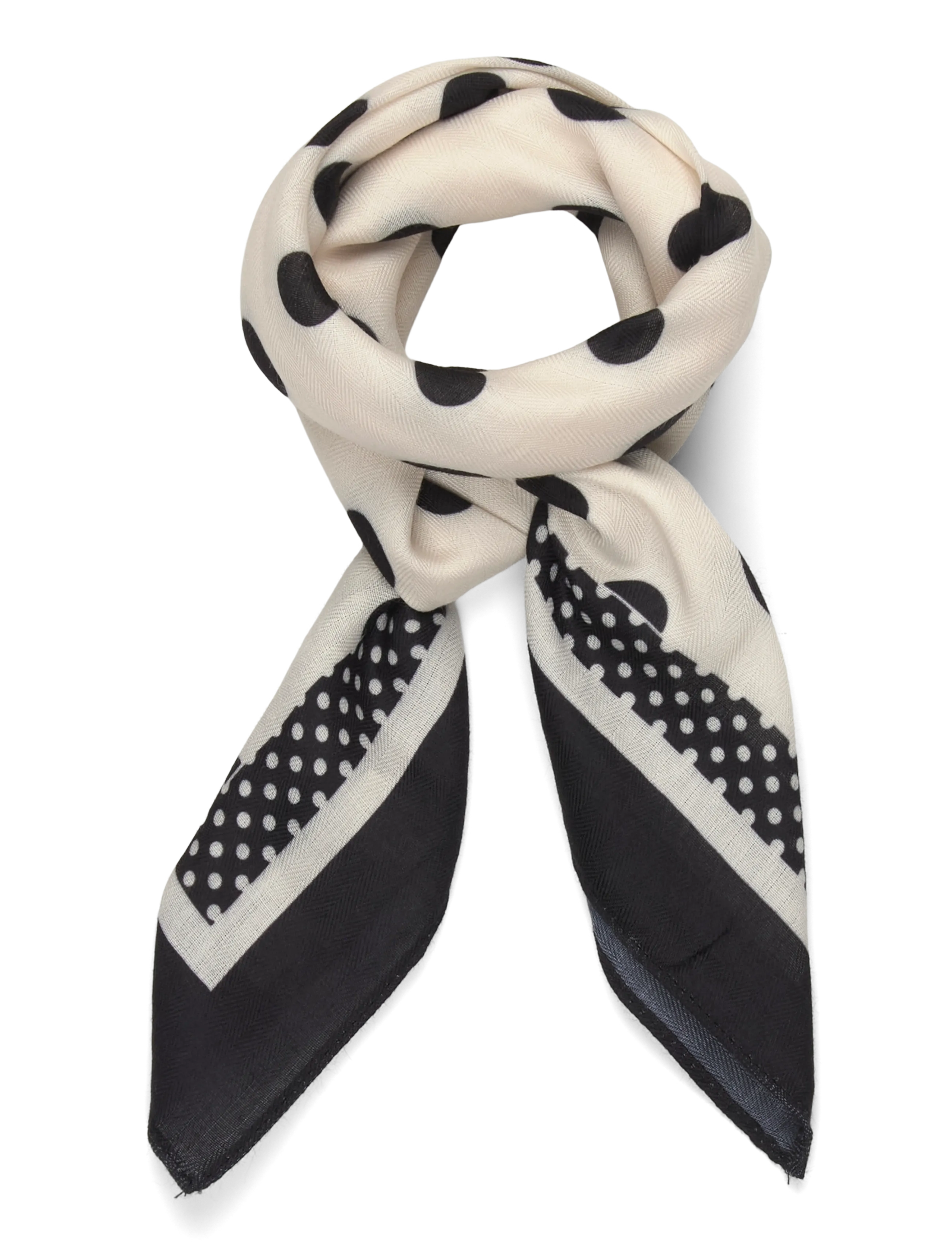 Kaffe KAdaphne Scarf - Transitional Layering - CHALK/BLACK DOT / cream