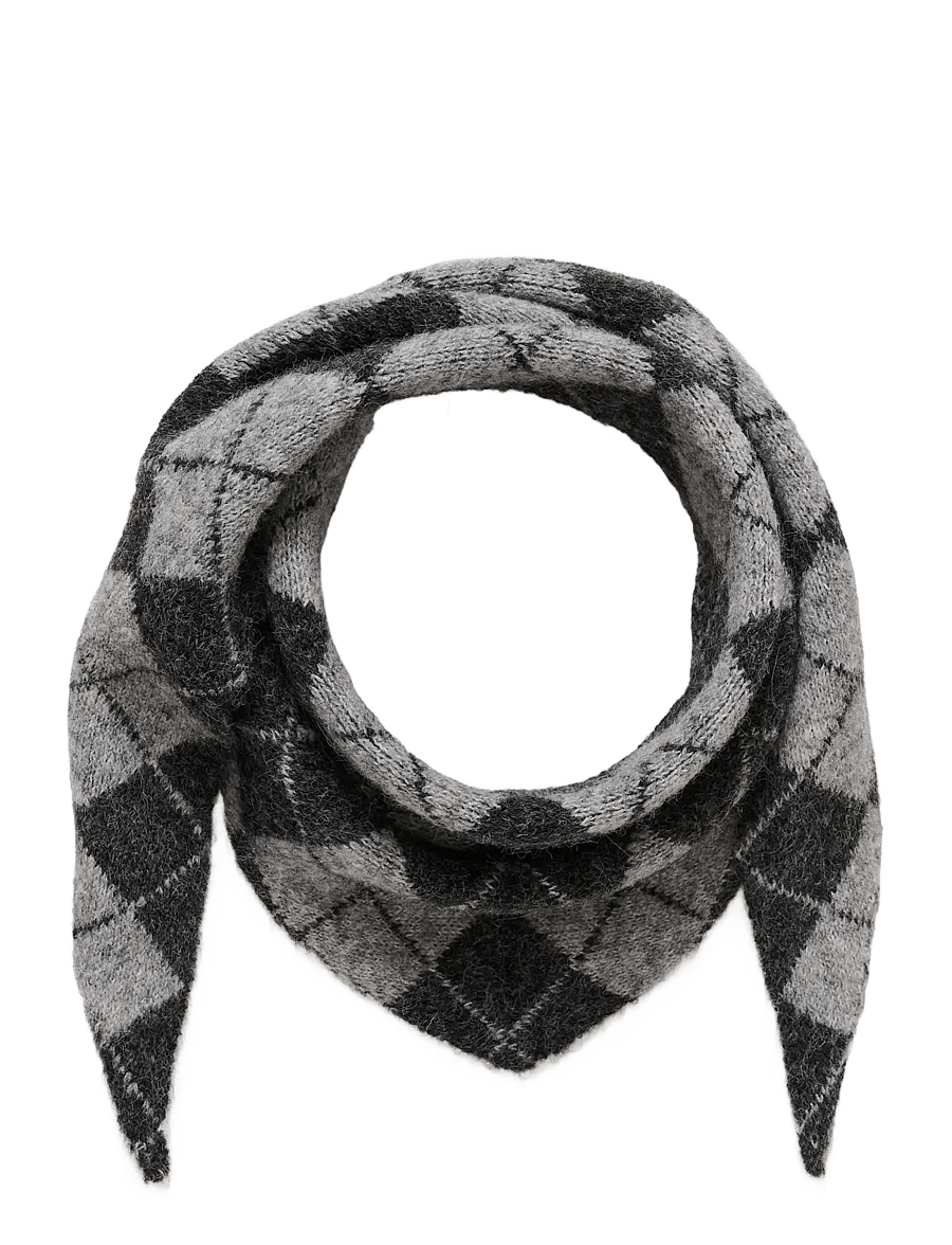Kaffe - KAdahlia Argyle Scarf - halsdukar - dark grey/grey argyle - 0