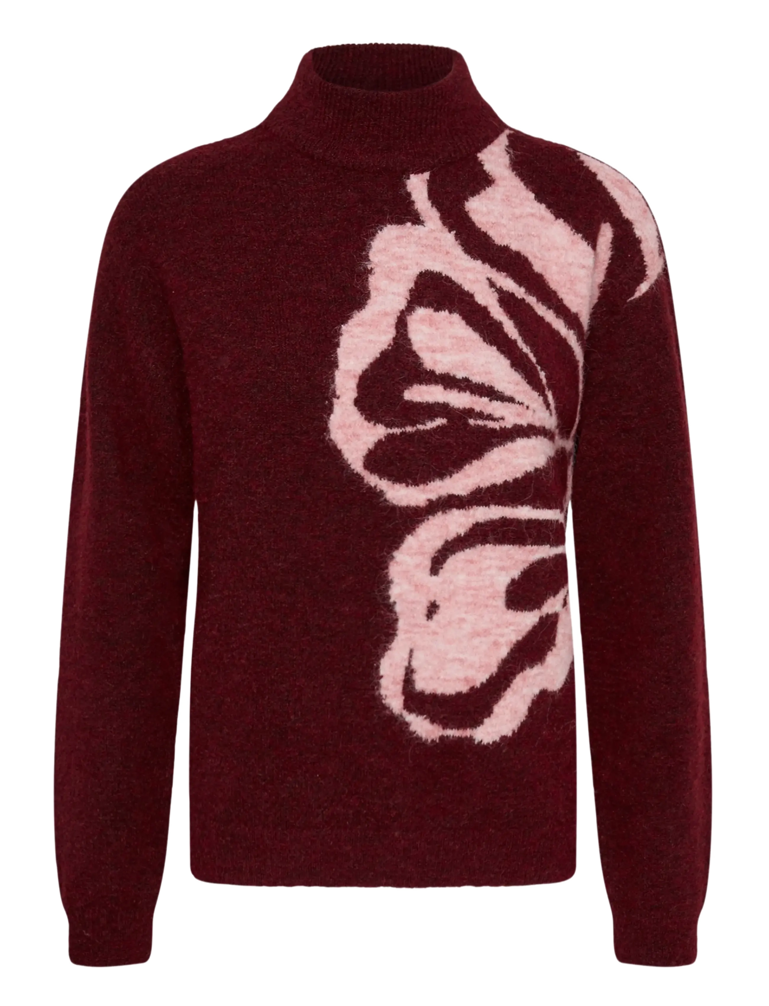 Kaffe KAkailey Knit pullover - Kläder - WINDSOR WINE WITH PINK FLOWER / burgundy