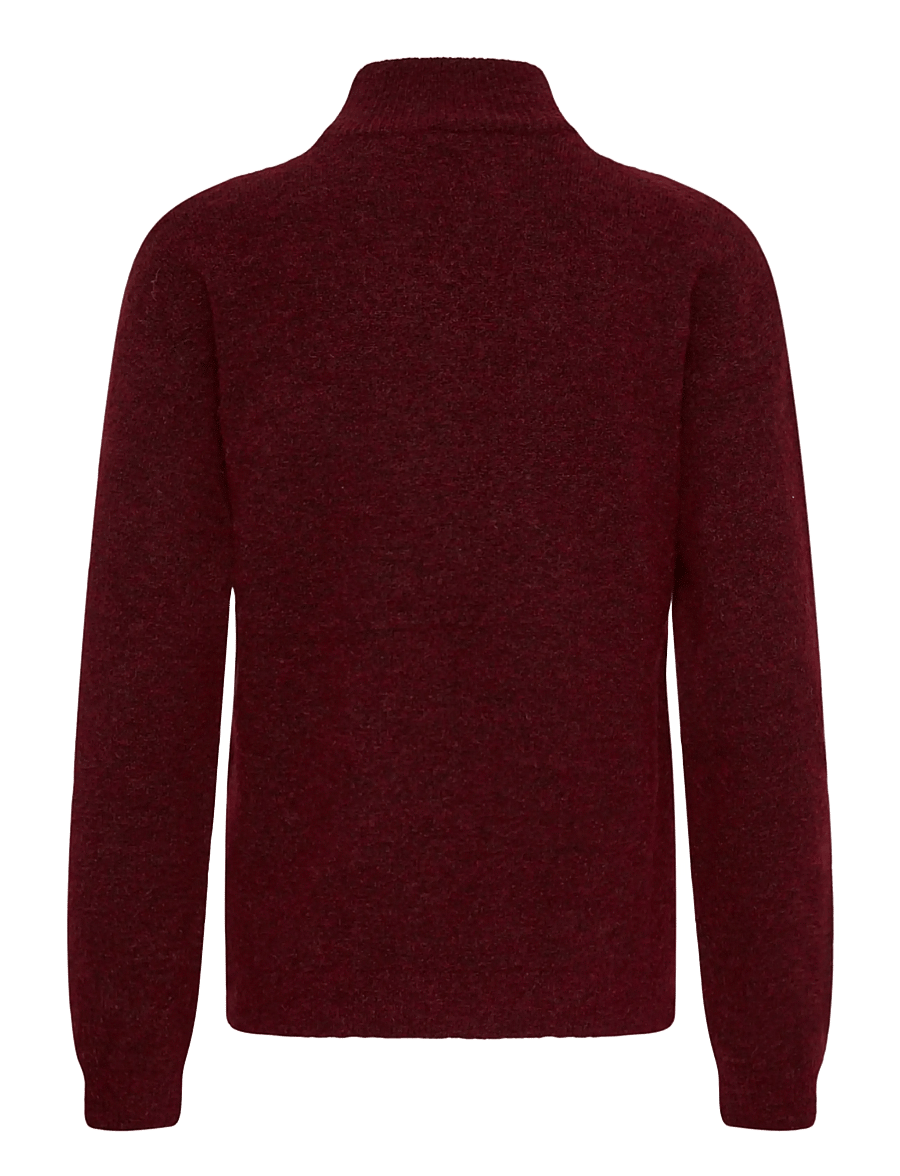 Kaffe - KAkailey Knit pullover - stickade tröjor - windsor wine with pink flower - 1