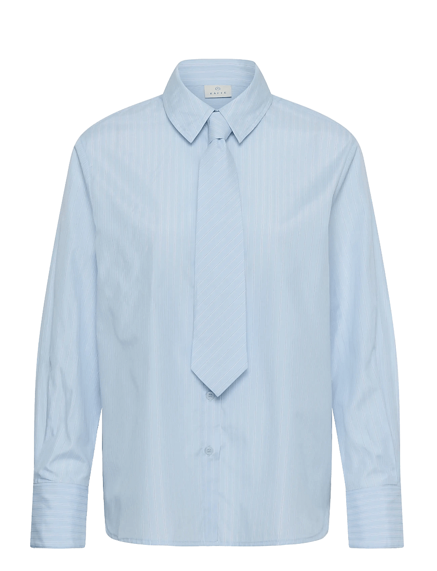 Kaffe - KAliana Shirt - pikkade varrukatega särgid - light blue stripe - 0
