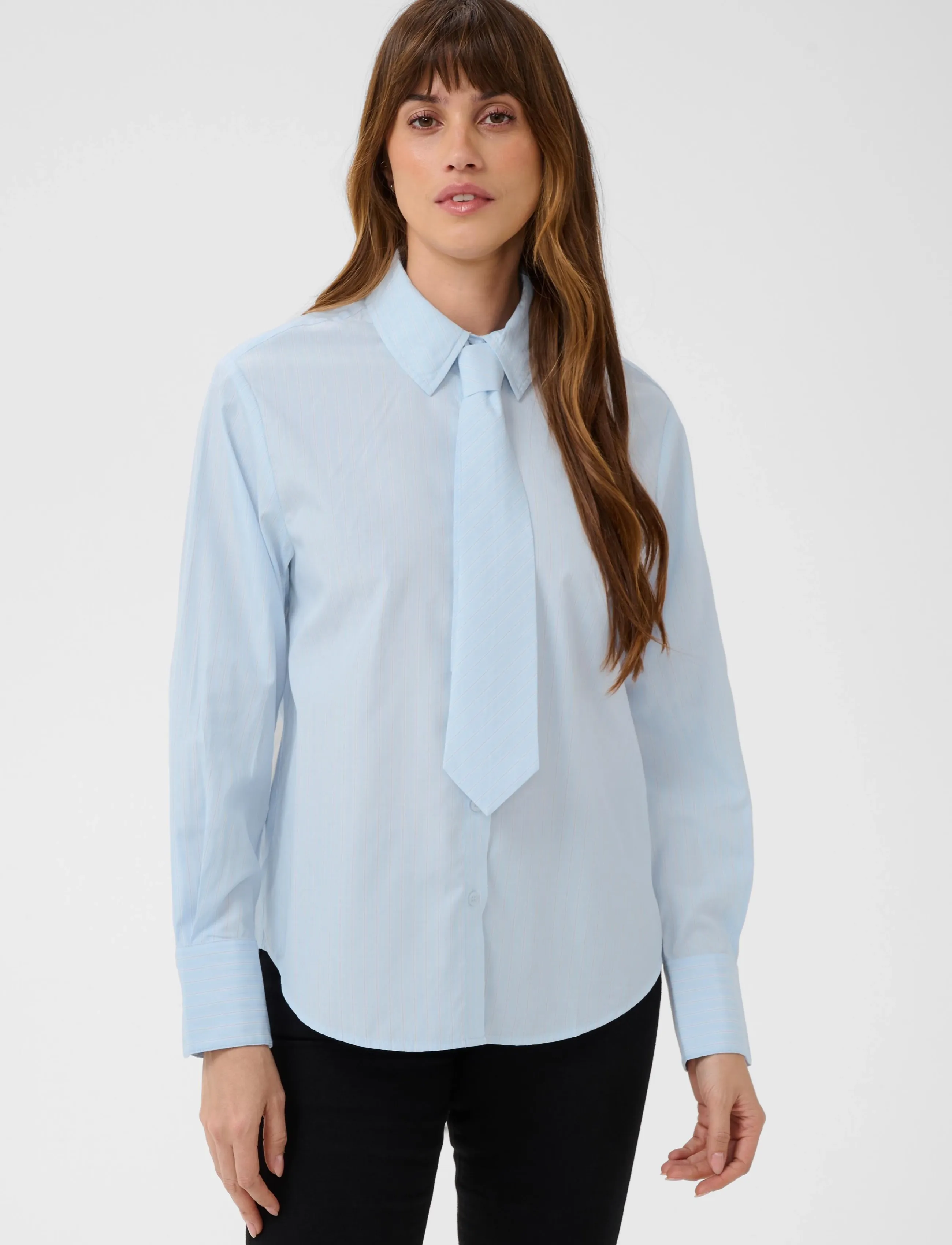 Kaffe - KAliana Shirt - långärmade skjortor - light blue stripe - 2