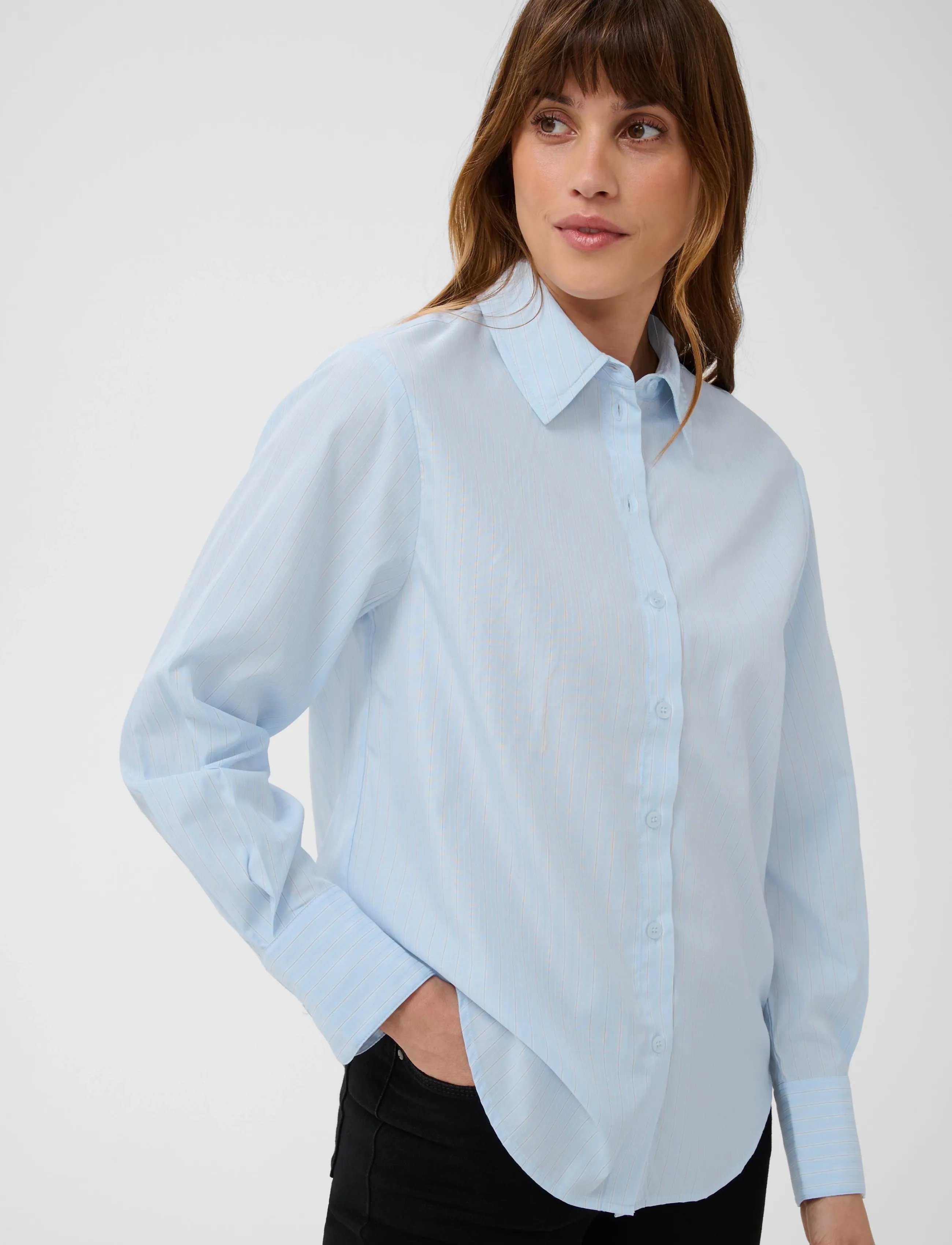 Kaffe - KAliana Shirt - långärmade skjortor - light blue stripe - 5