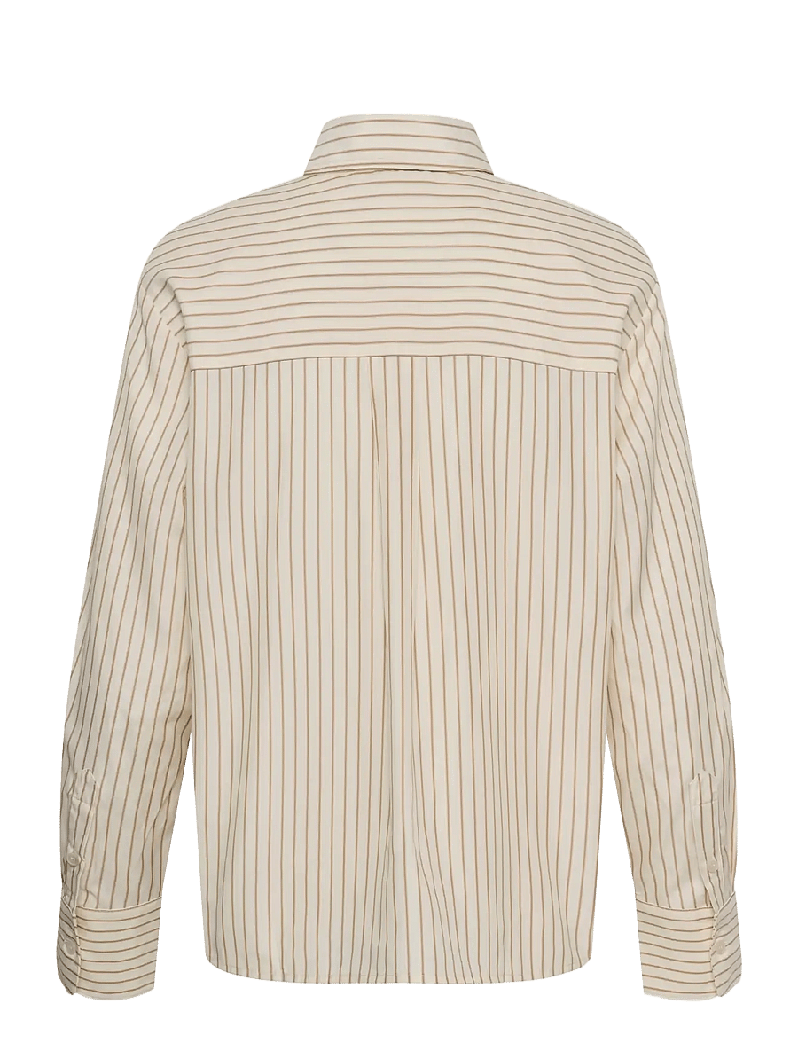 Kaffe - KAliana Shirt - pikkade varrukatega särgid - white/caramel stripe - 1
