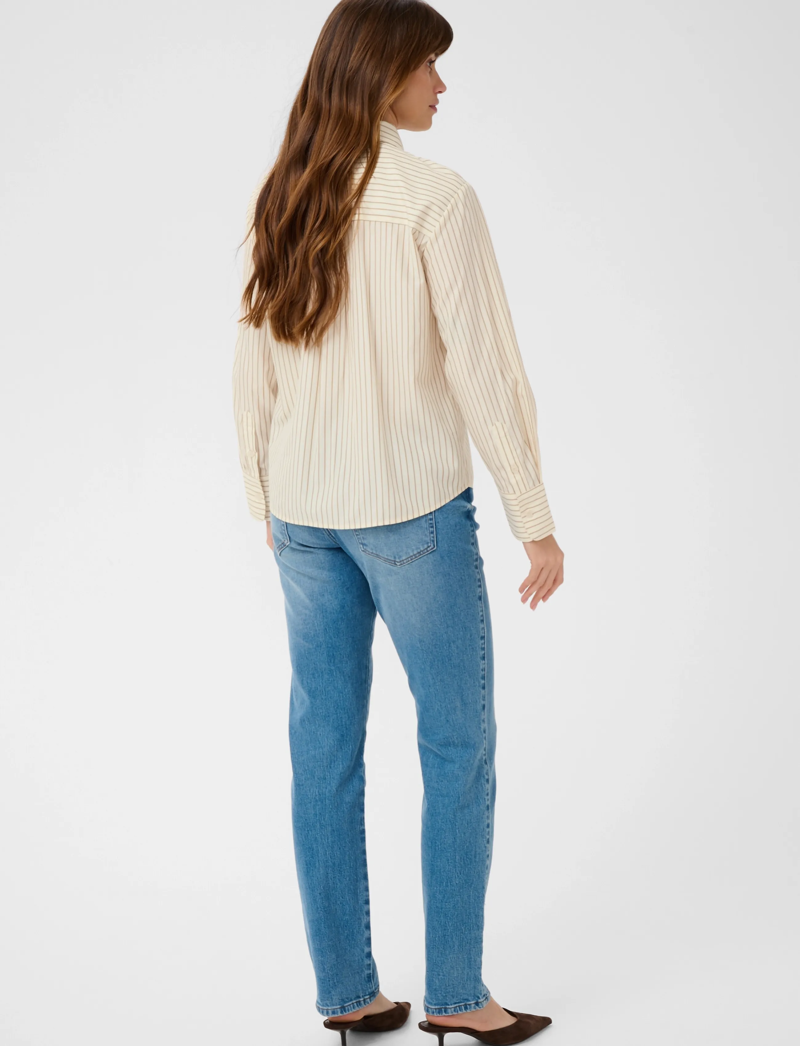 Kaffe - KAliana Shirt - långärmade skjortor - white/caramel stripe - 4