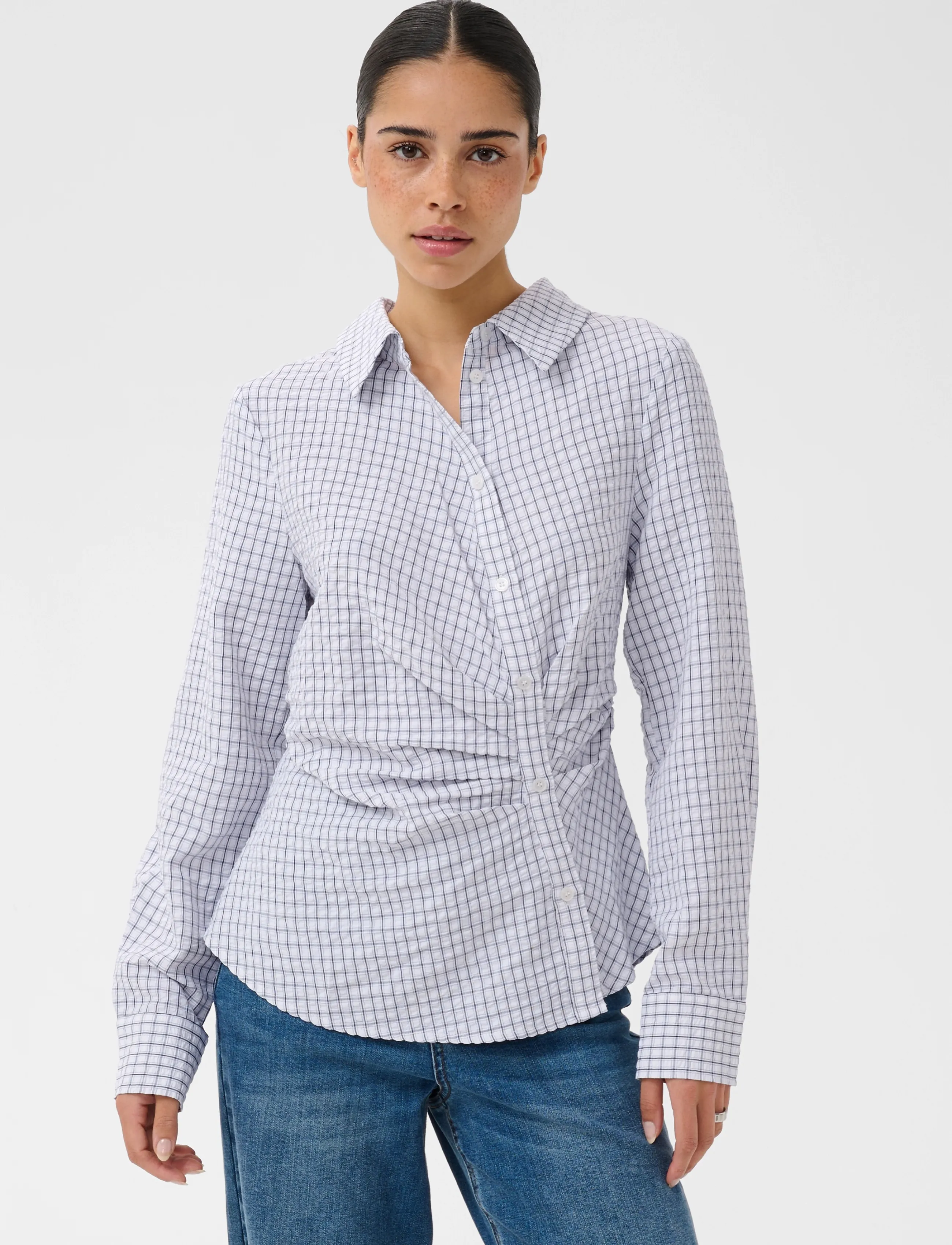 Kaffe - KAiris Shirt - langärmlige hemden - light blue check - 2