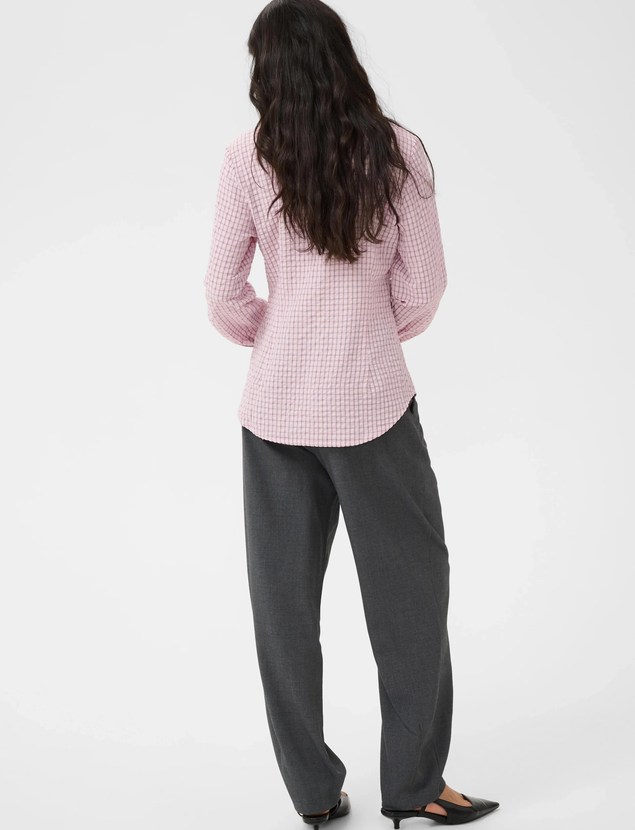 Kaffe - KAiris Shirt - krekli ar garām piedurknēm - light pink check - 4