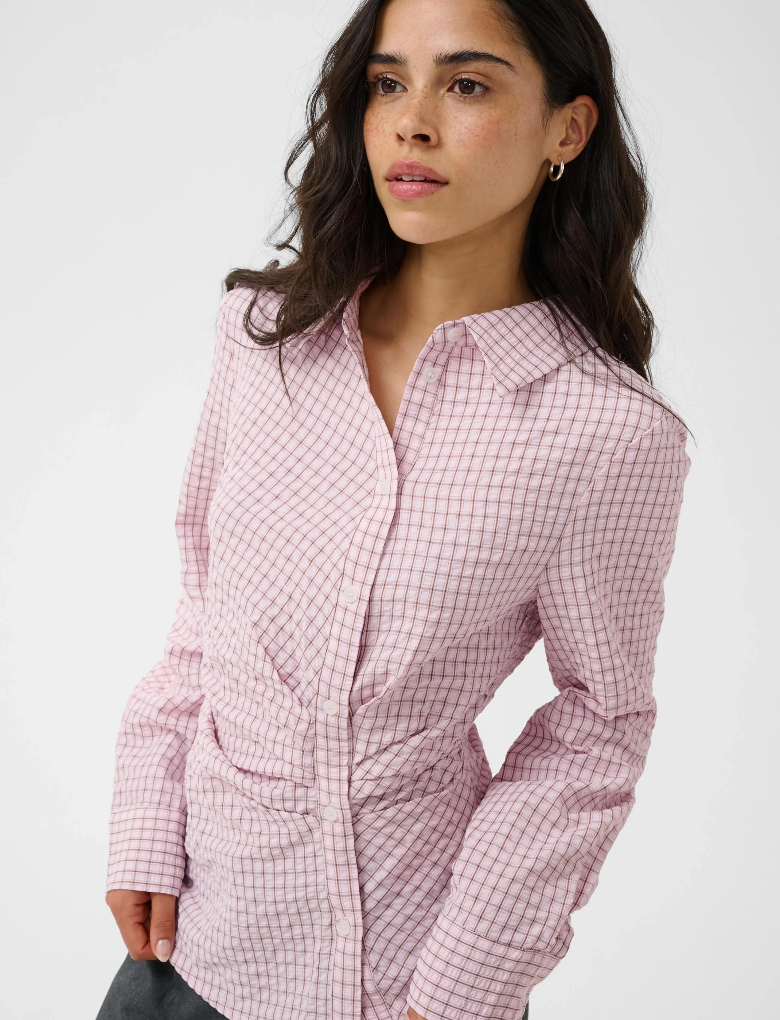Kaffe - KAiris Shirt - krekli ar garām piedurknēm - light pink check - 5