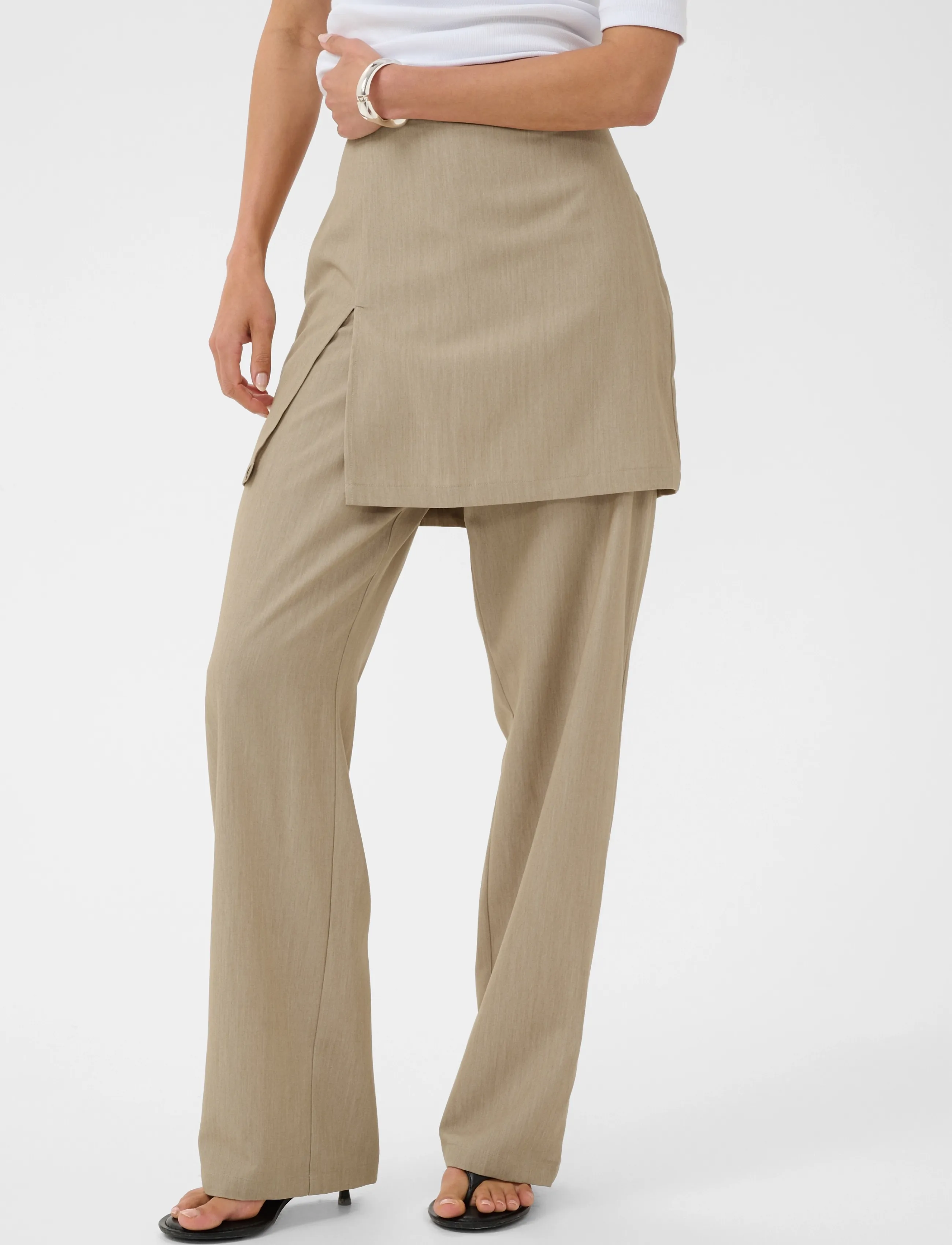 Kaffe - KAjulie Skirt Pants - hose mit geradem bein - chinchilla melange cc - 2