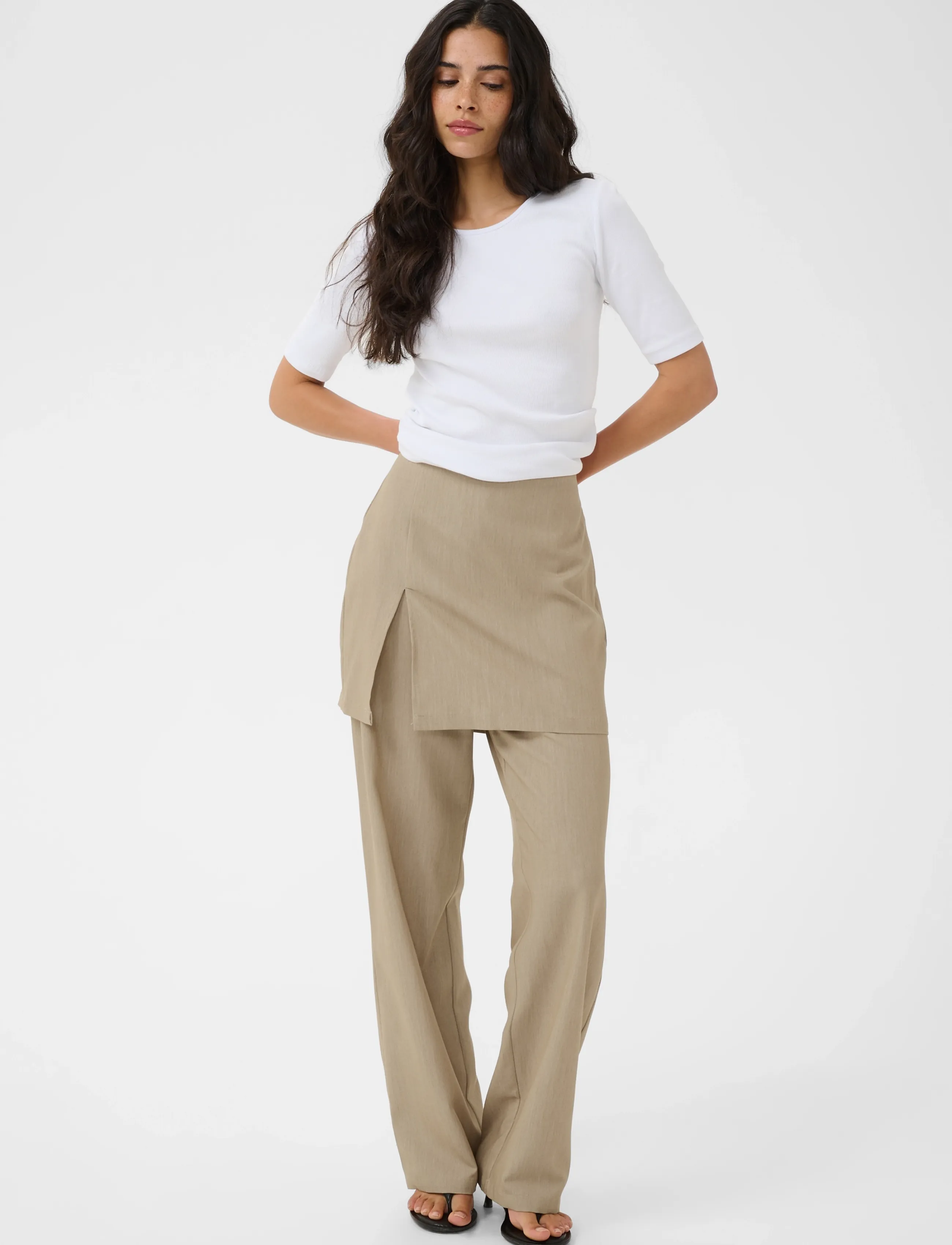 Kaffe - KAjulie Skirt Pants - hose mit geradem bein - chinchilla melange cc - 3