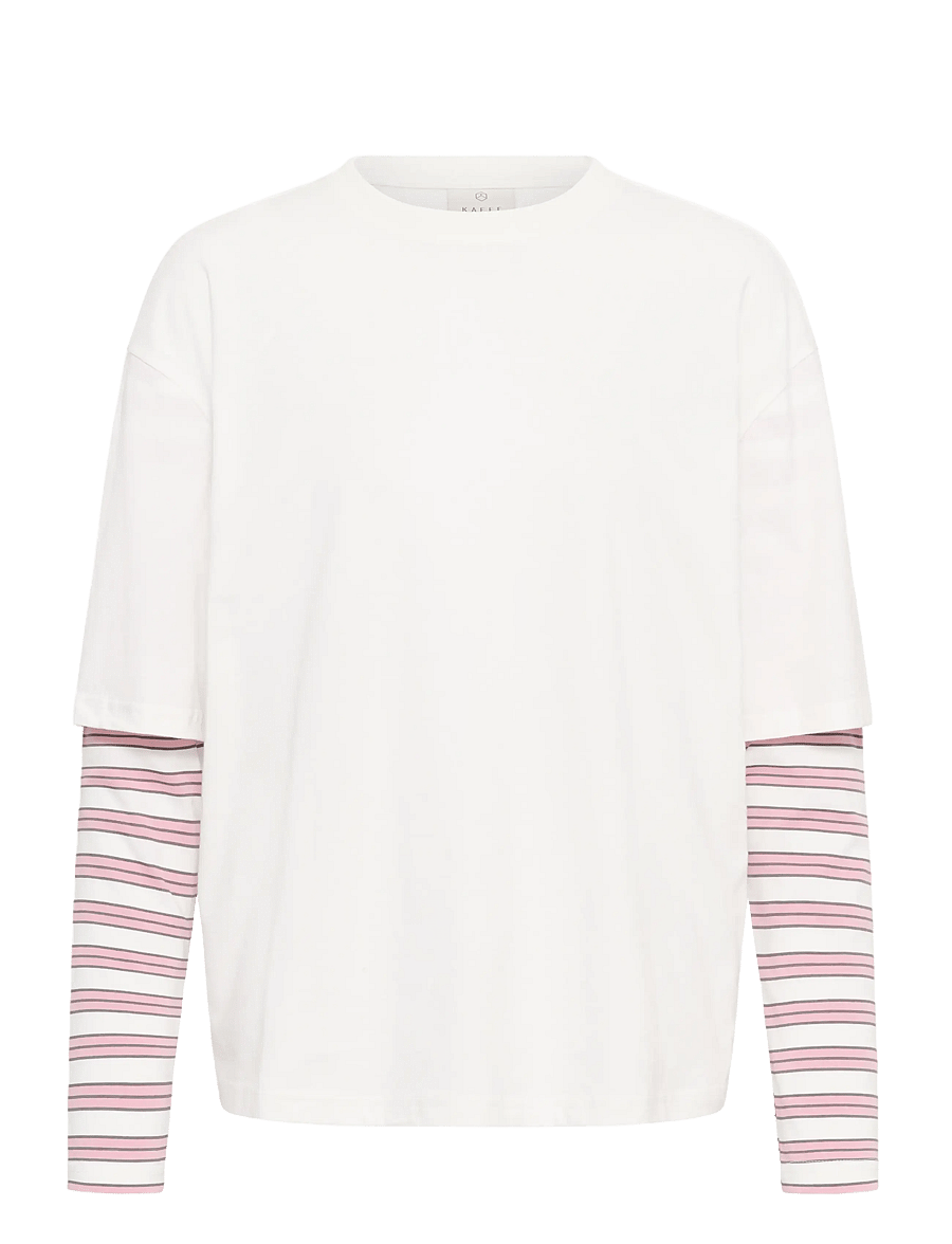 Kaffe - KAloren T-Shirt - long-sleeved tops - chalk / pink stripe - 0