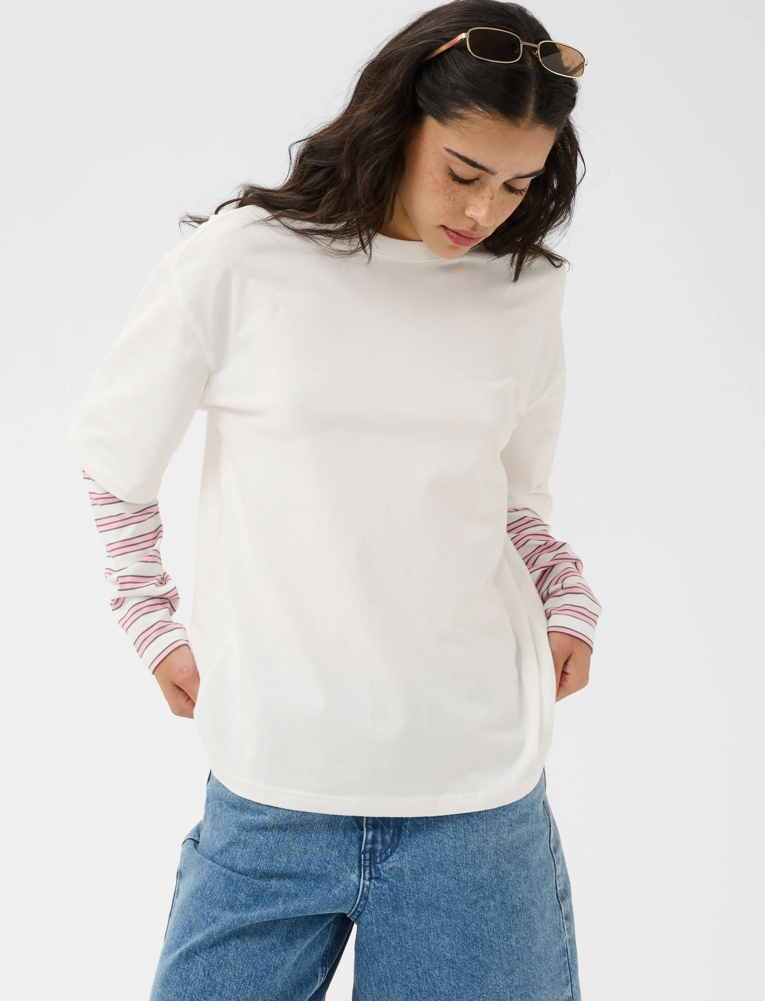 Kaffe - KAloren T-Shirt - langärmlige tops - chalk / pink stripe - 2