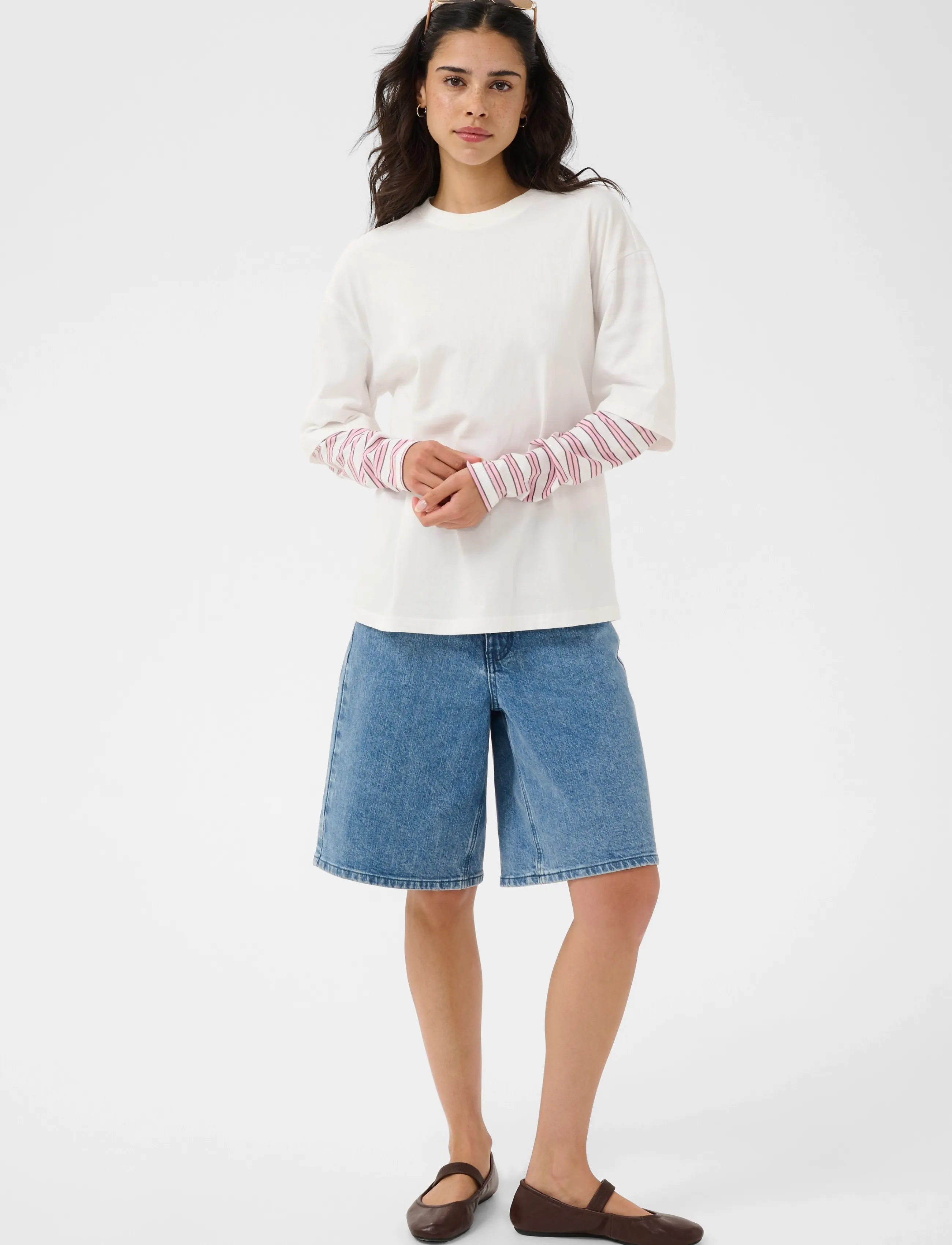 Kaffe - KAloren T-Shirt - langärmlige tops - chalk / pink stripe - 3