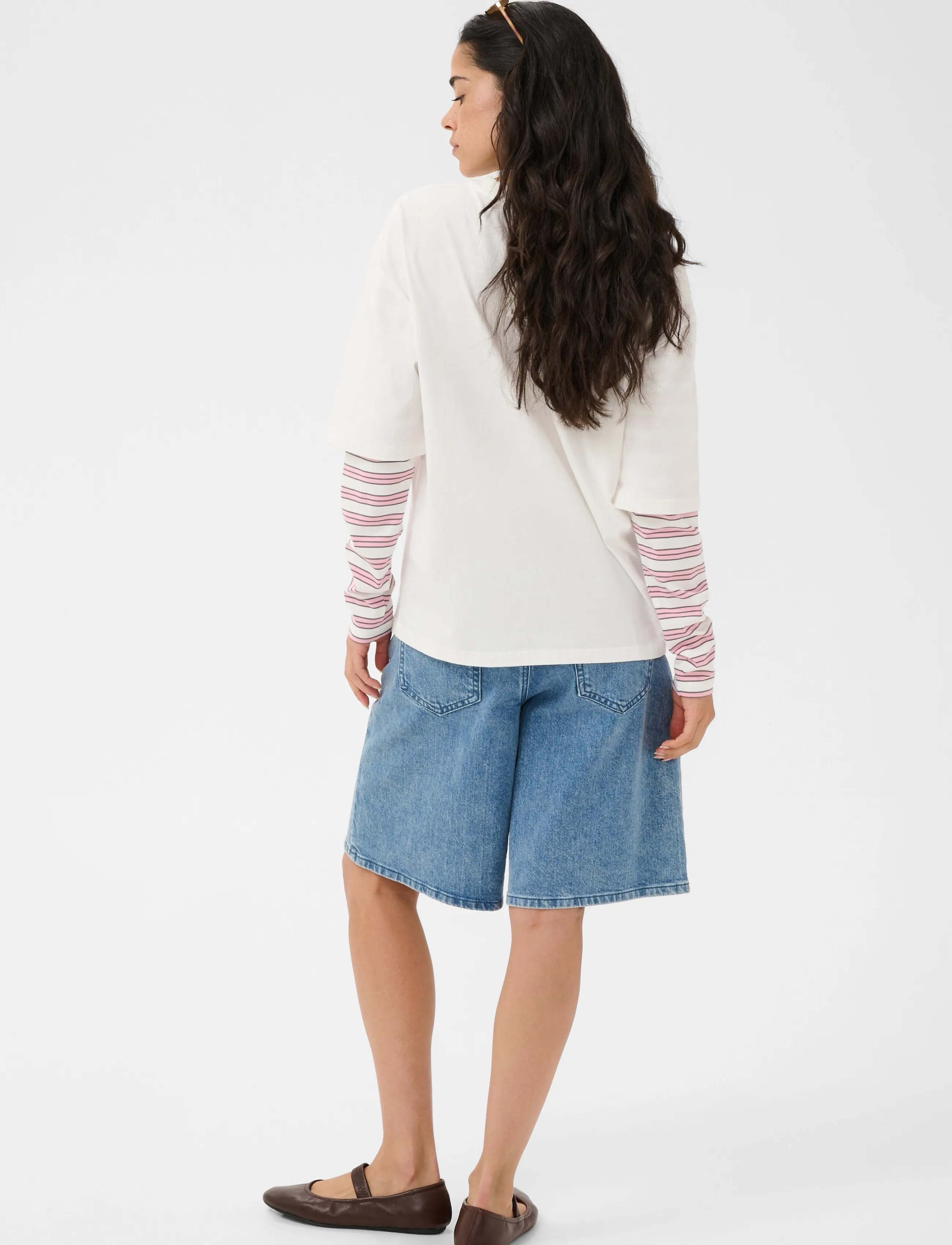 Kaffe - KAloren T-Shirt - langärmlige tops - chalk / pink stripe - 4