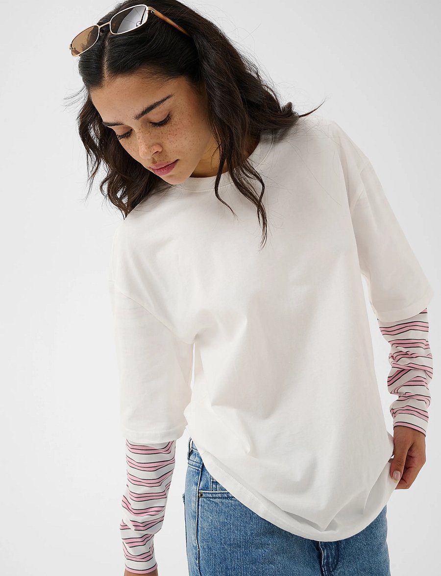 Kaffe - KAloren T-Shirt - langärmlige tops - chalk / pink stripe - 5