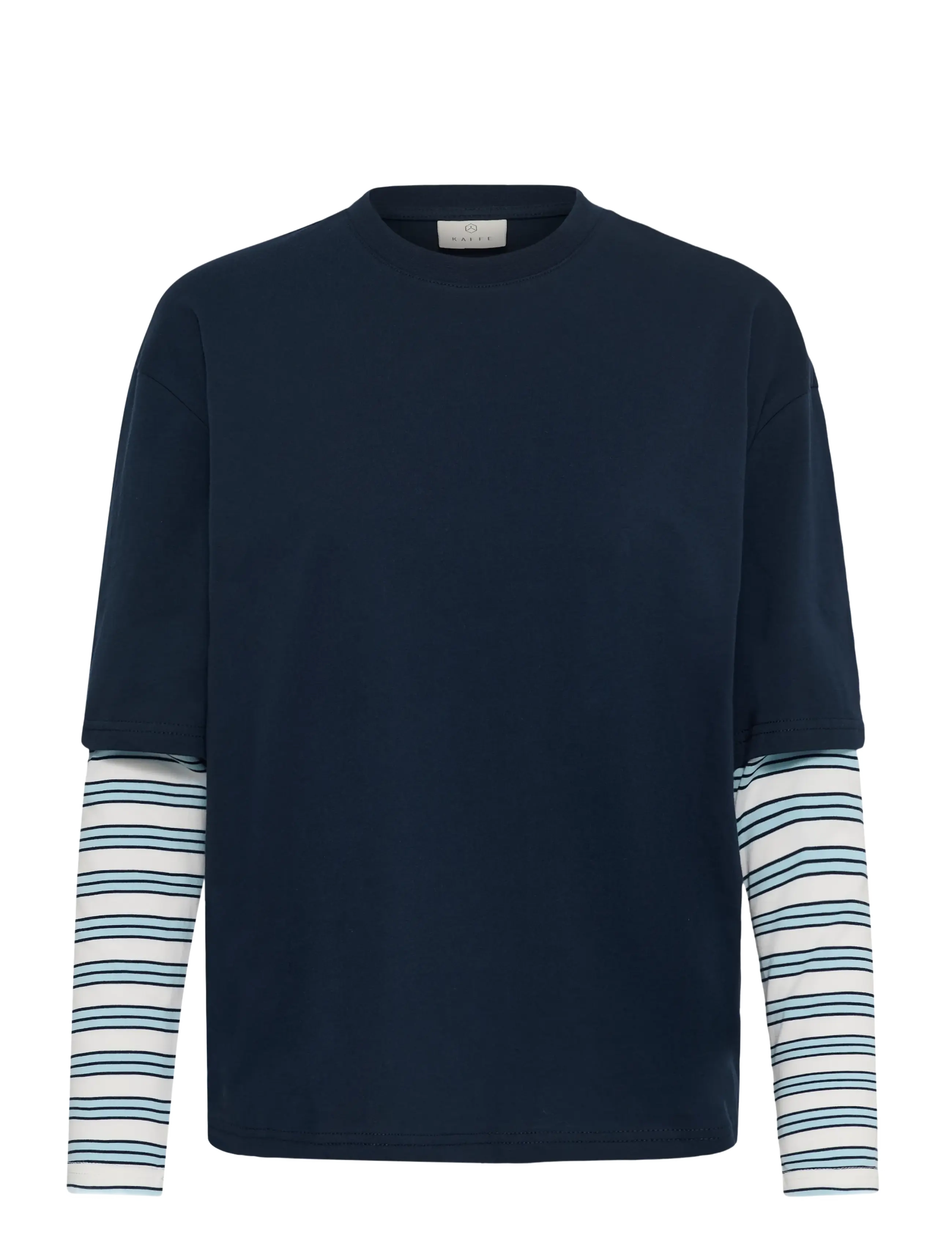Kaffe Kaloren T-Shirt, Kvinder, Lagdelt T-Shirt, Navy, Str: XXL