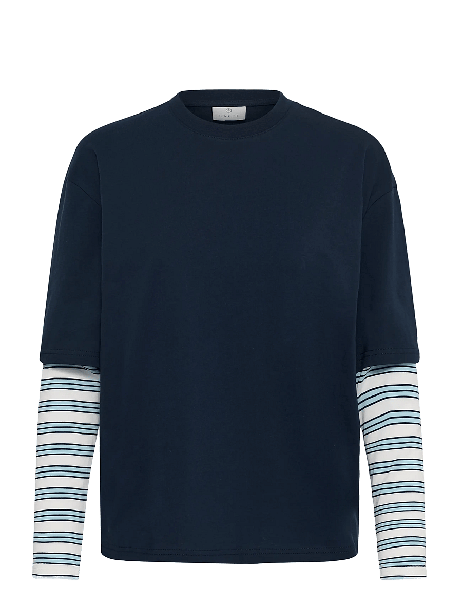 Kaffe - KAloren T-Shirt - langærmede toppe - midnight / blue stripe - 0