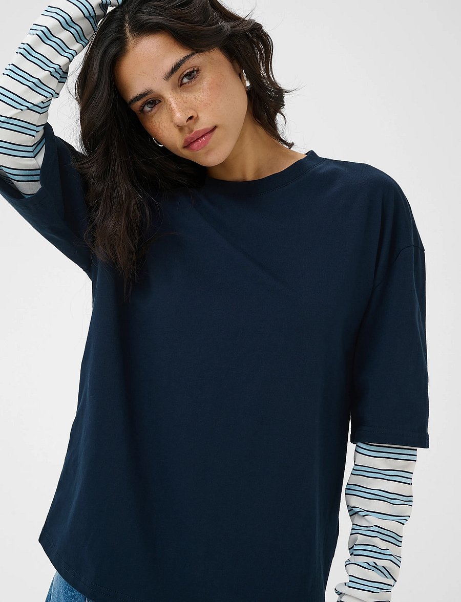Kaffe - KAloren T-Shirt - langärmlige tops - midnight / blue stripe - 5