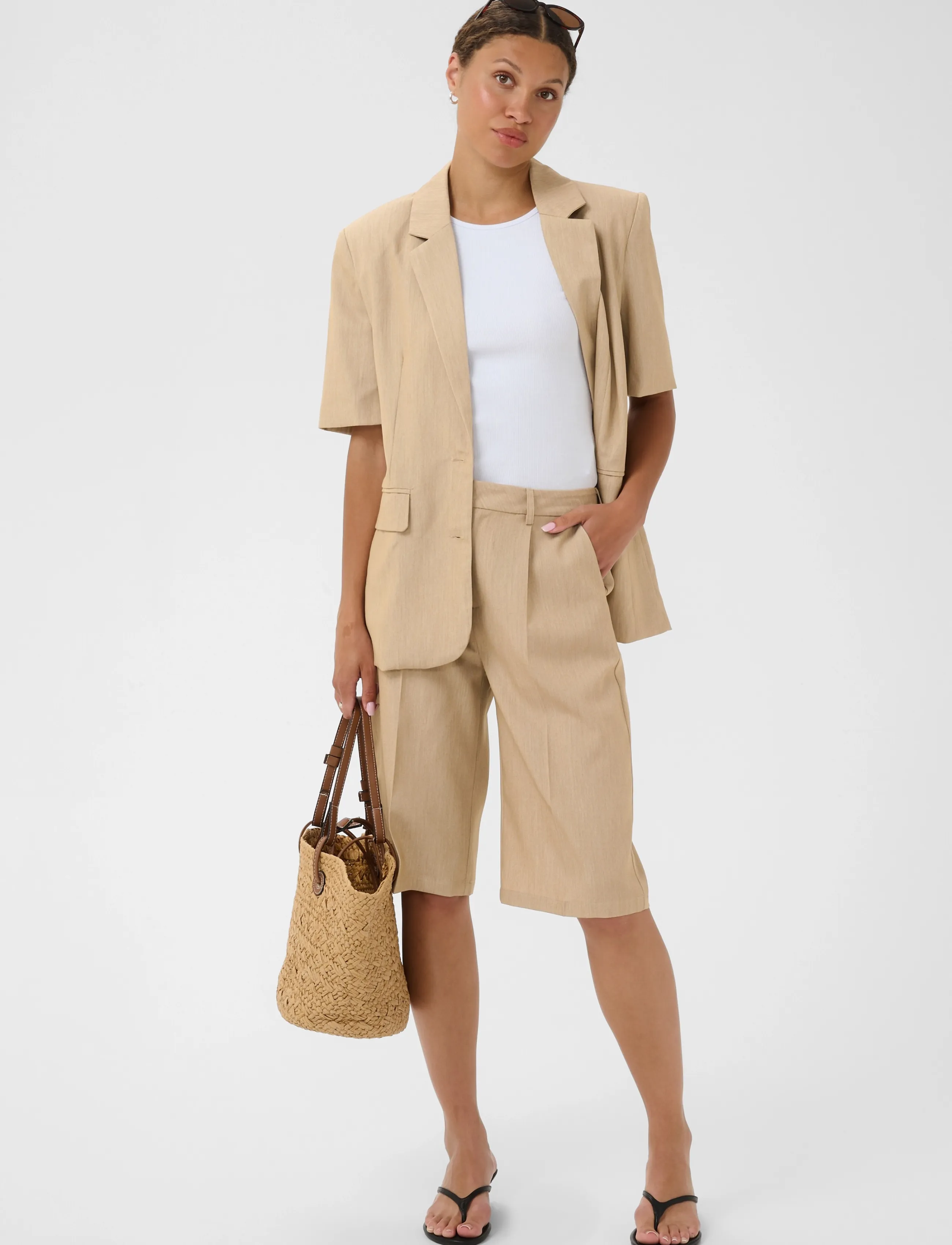 Kaffe - KAjulie Long Shorts - bermudas - chinchilla melange cc - 3