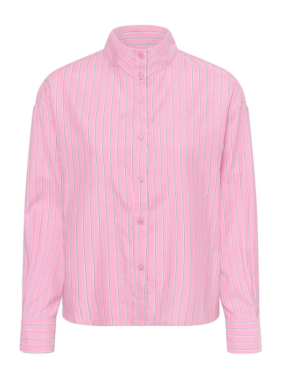 Kaffe - KAamabel Funnel Neck Shirt - pink/white/navy stripes - 0