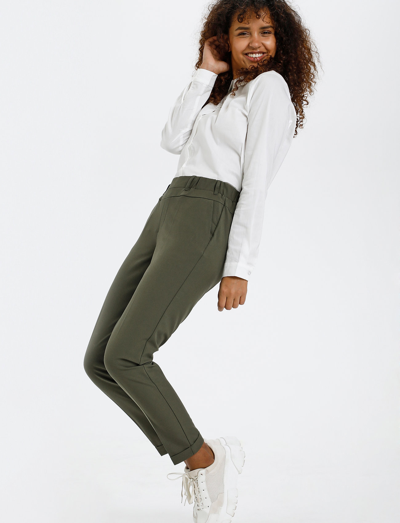 Kaffe - Nanci Jillian Pant - kitsalõikelised püksid - grape leaf - 3