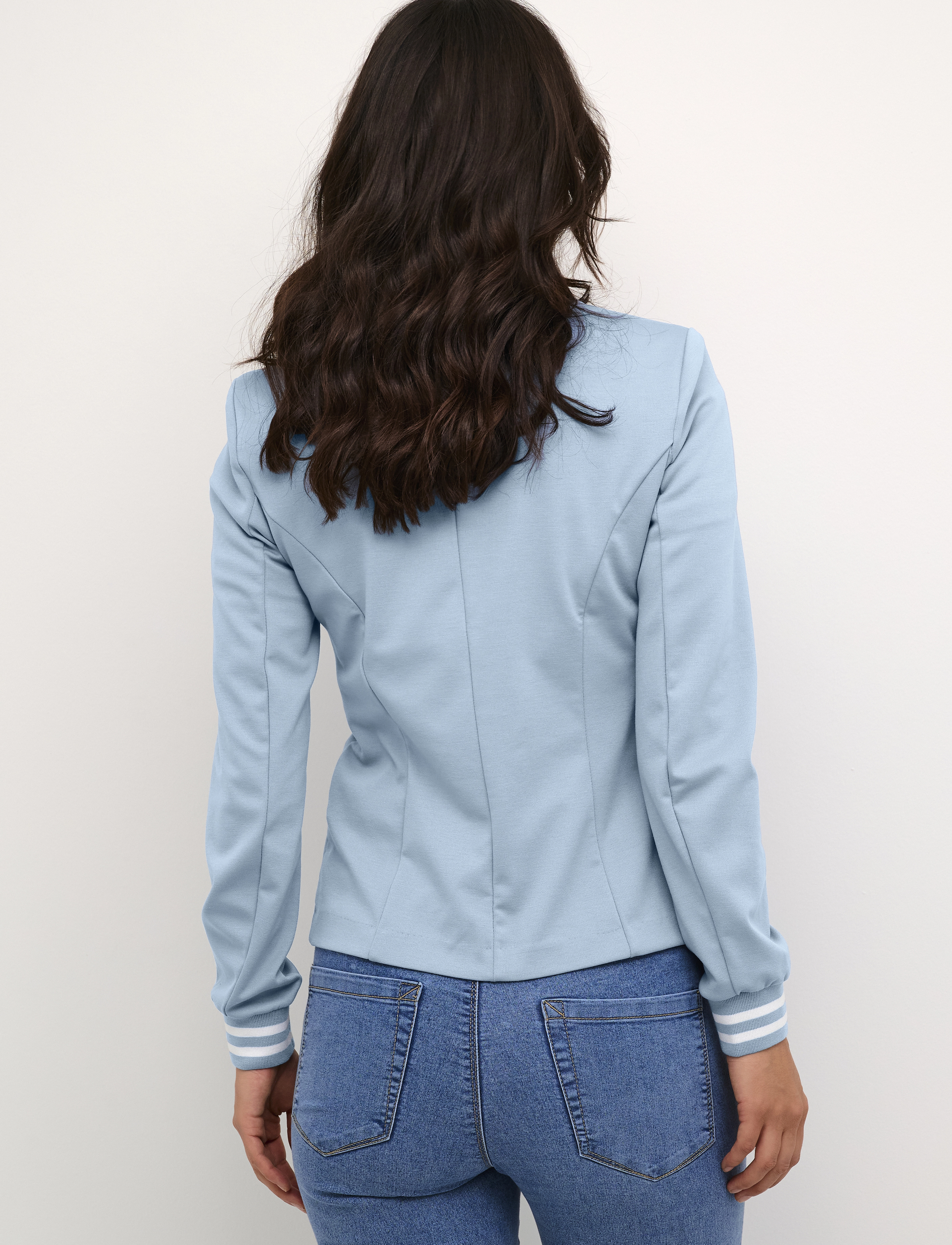 Kaffe - Kinnie Blazer - faded denim / sand stripe - 4