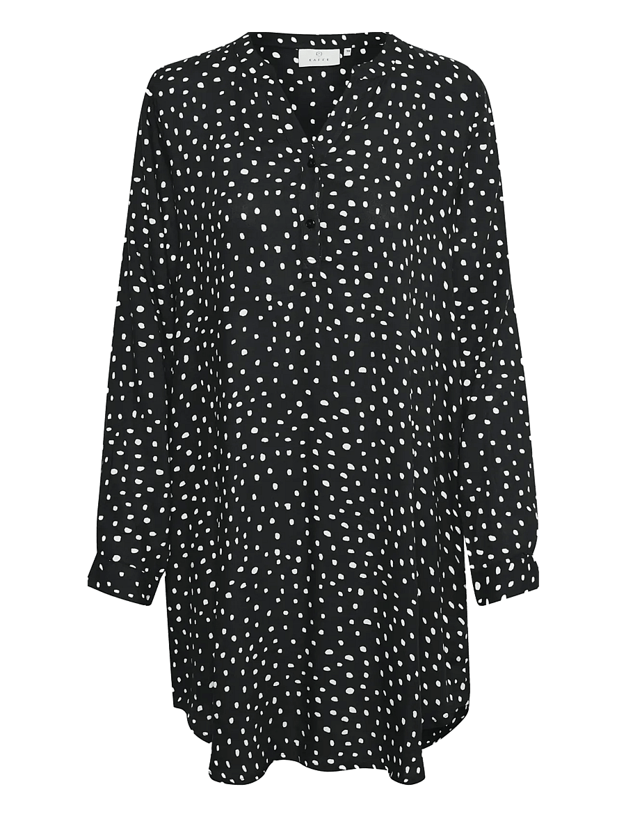 Kaffe - KAmarana Shirt Dress - skjortklänningar - black / chalk dots - 1