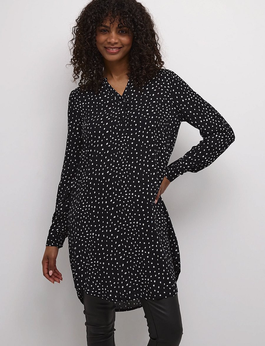 Kaffe - KAmarana Shirt Dress - skjortklänningar - black / chalk dots - 0