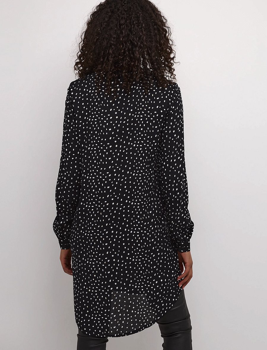 Kaffe - KAmarana Shirt Dress - skjortklänningar - black / chalk dots - 4