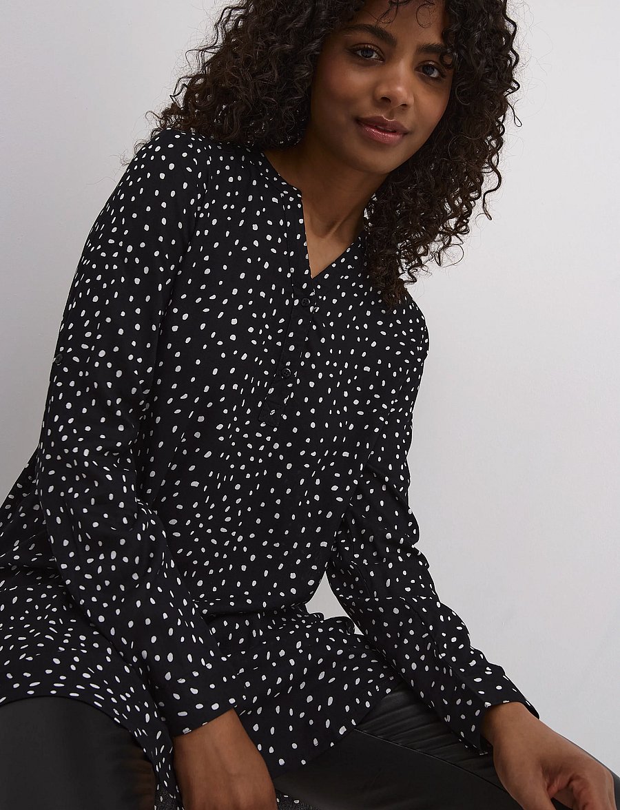 Kaffe - KAmarana Shirt Dress - skjortklänningar - black / chalk dots - 5
