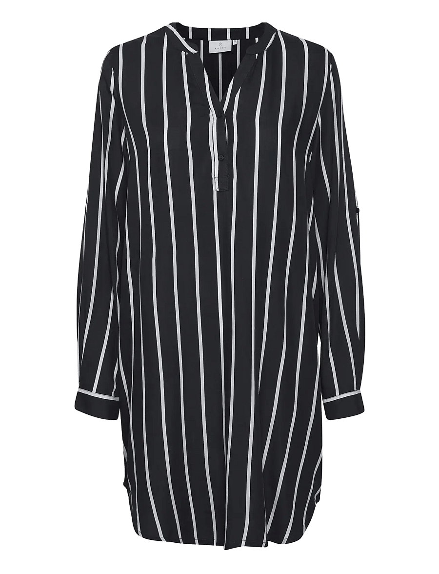 Kaffe - KAmarana Shirt Dress - skjortklänningar - black / chalk stripe - 2