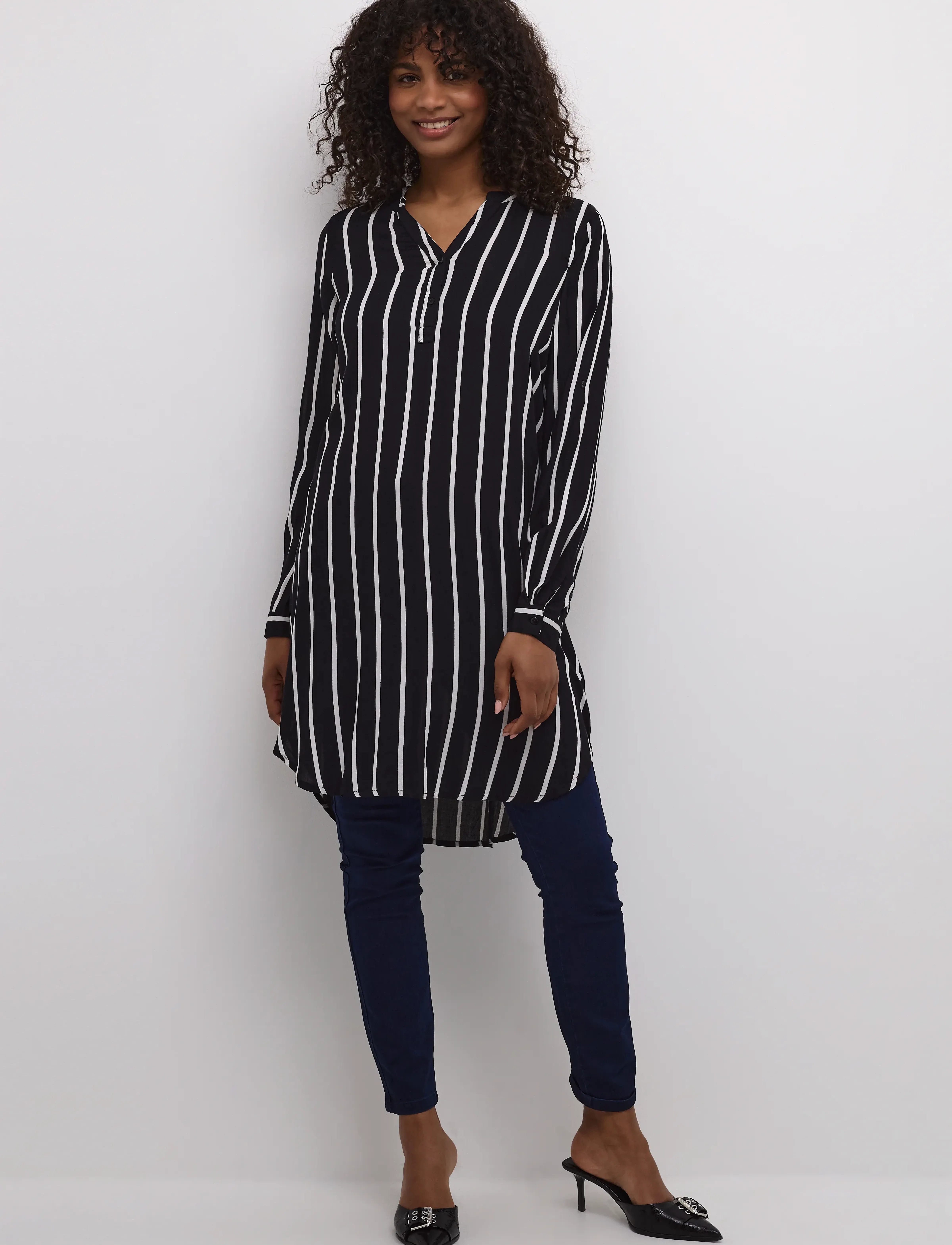 Kaffe - KAmarana Shirt Dress - robes chemises - black / chalk stripe - 4