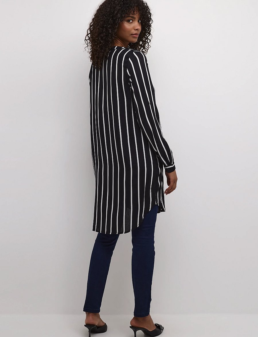 Kaffe - KAmarana Shirt Dress - skjortklänningar - black / chalk stripe - 5