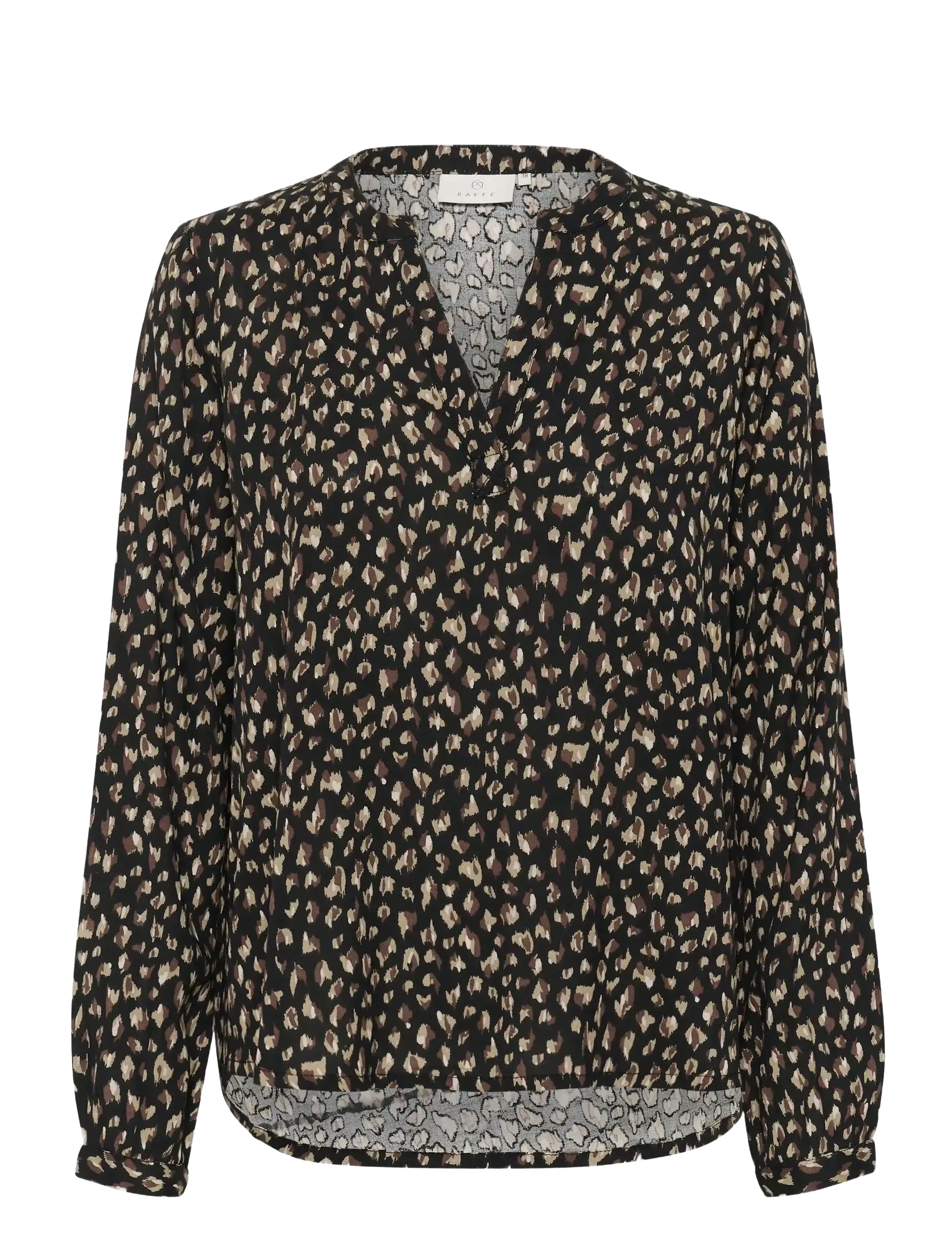 Kaffe KAjalie BBB Blouse - Tøj - BLACK/BROWN GRAPHIC DOTS / black
