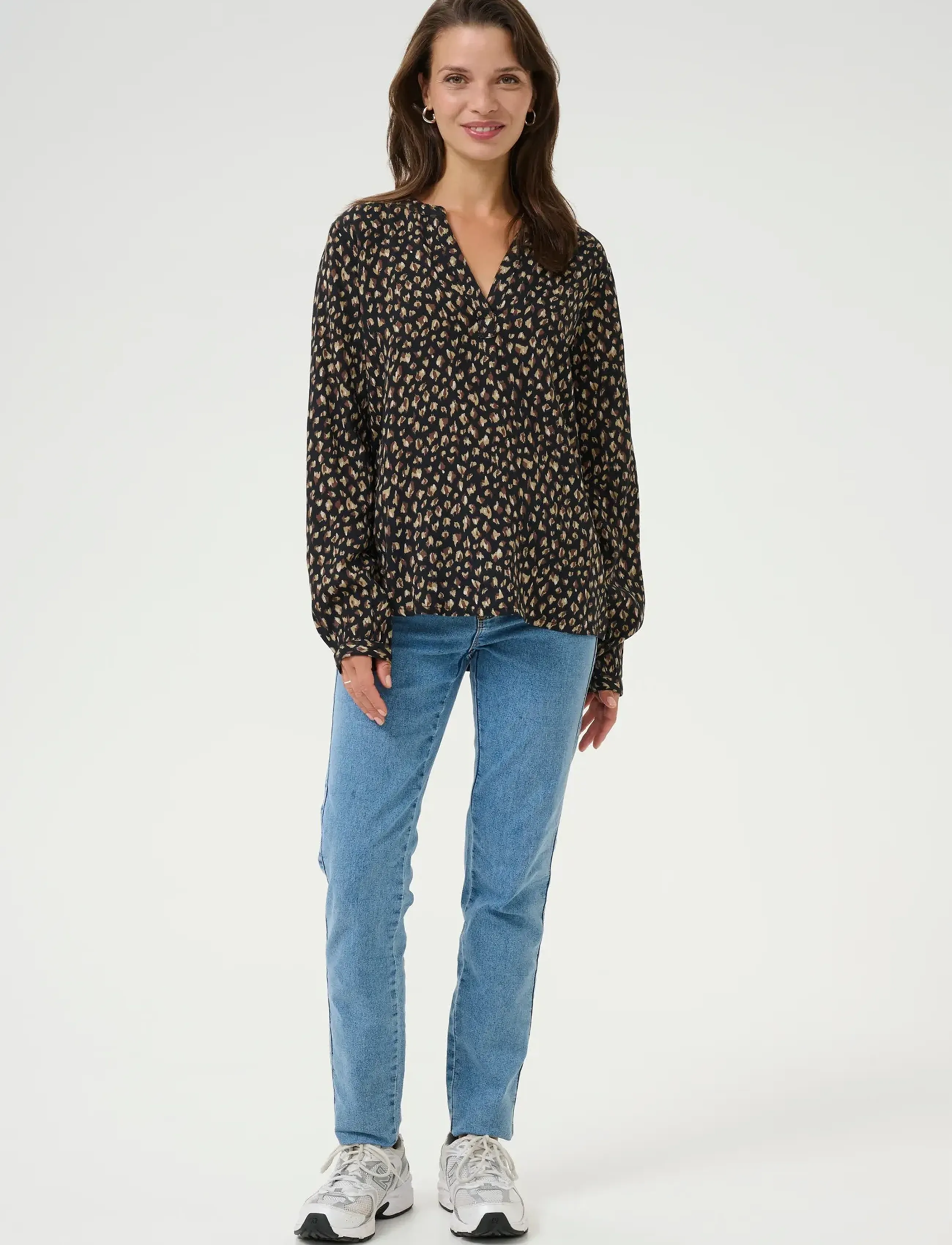 Kaffe - KAjalie BBB Blouse - long-sleeved blouses - black/brown graphic dots - 3