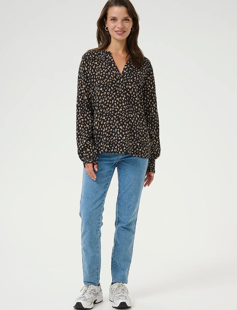 Kaffe - KAjalie BBB Blouse - langärmelige blusen - black/brown graphic dots - 3