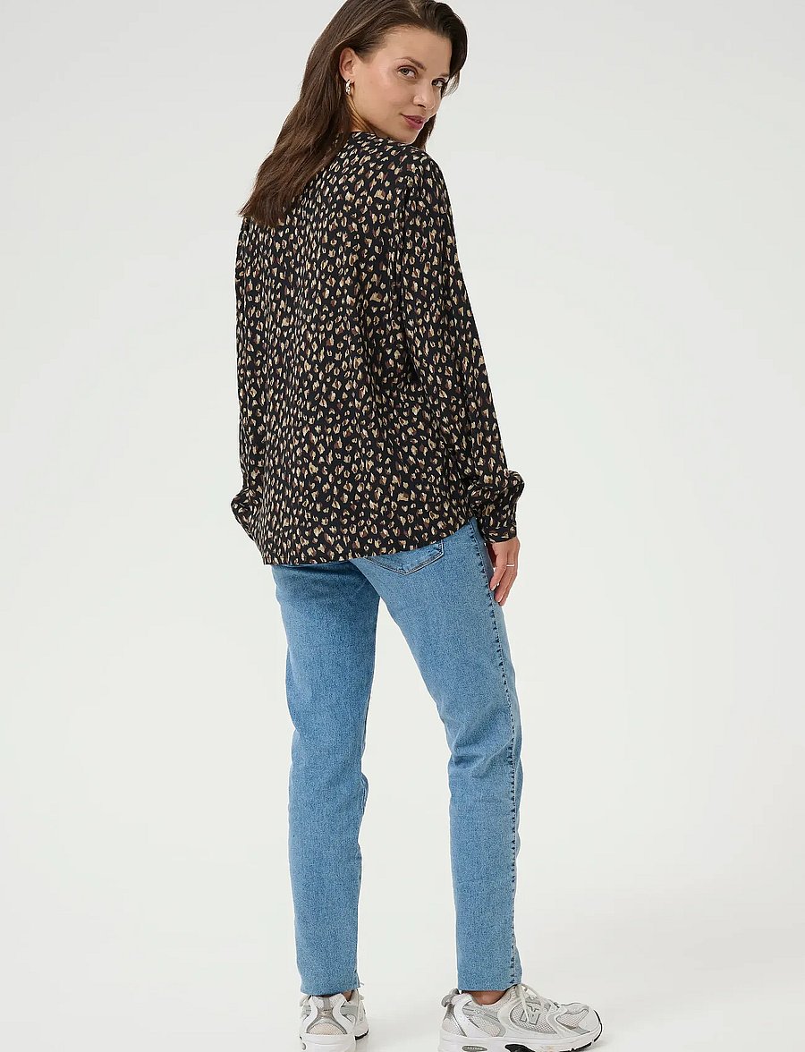 Kaffe - KAjalie BBB Blouse - langärmelige blusen - black/brown graphic dots - 4