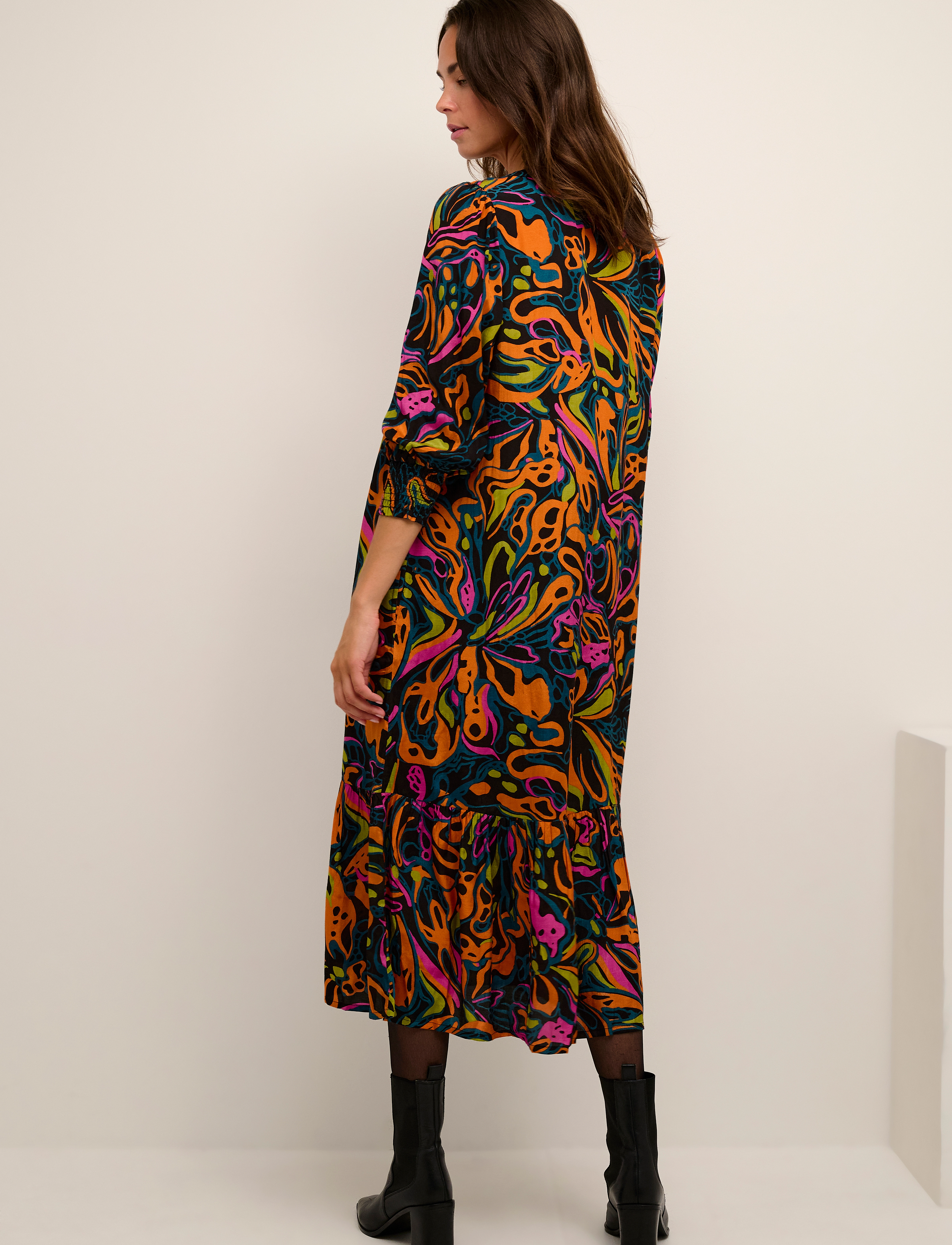 Kaffe - KAelle Dress - pink/orange/green abstract - 3