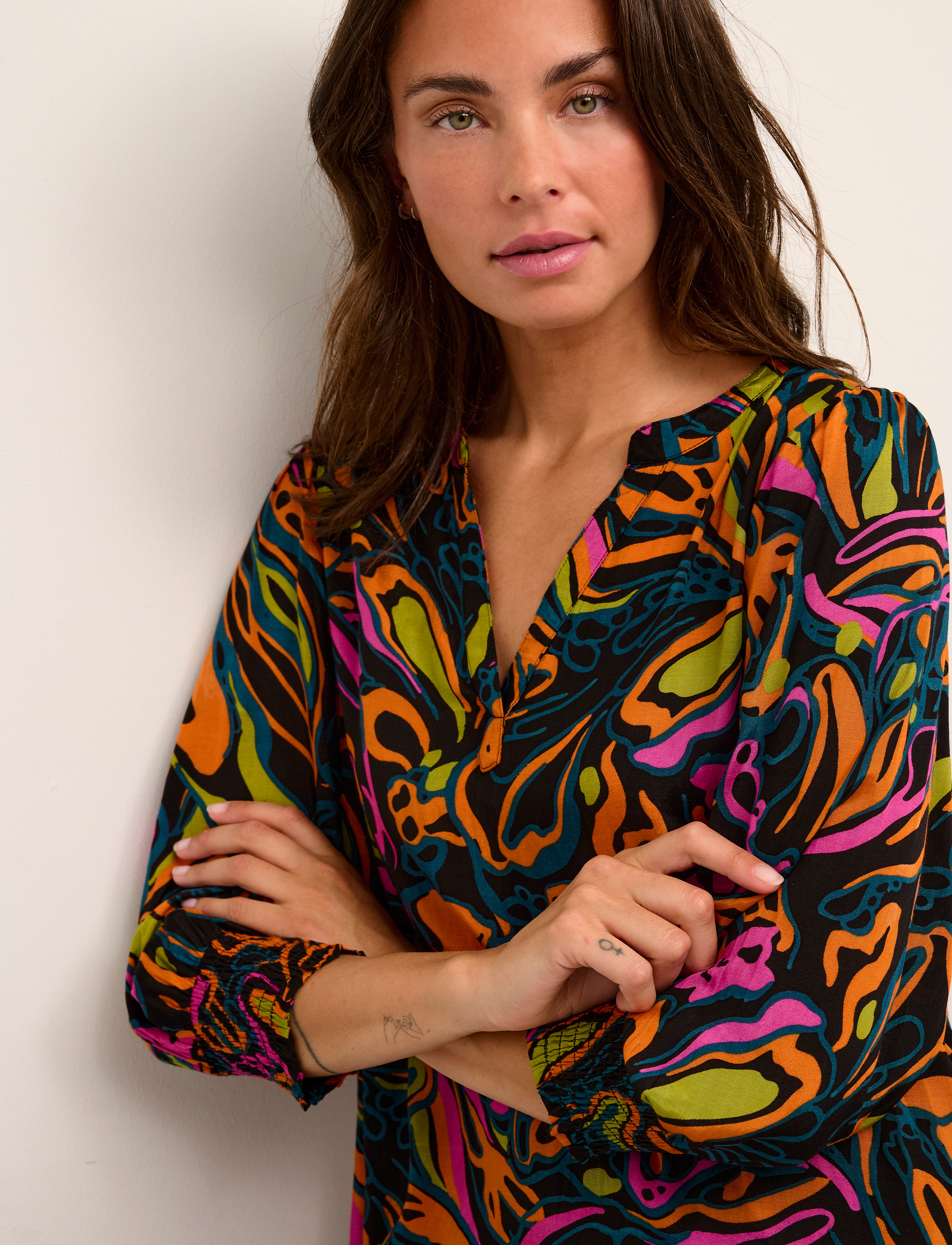Kaffe - KAelle Dress - pink/orange/green abstract - 4