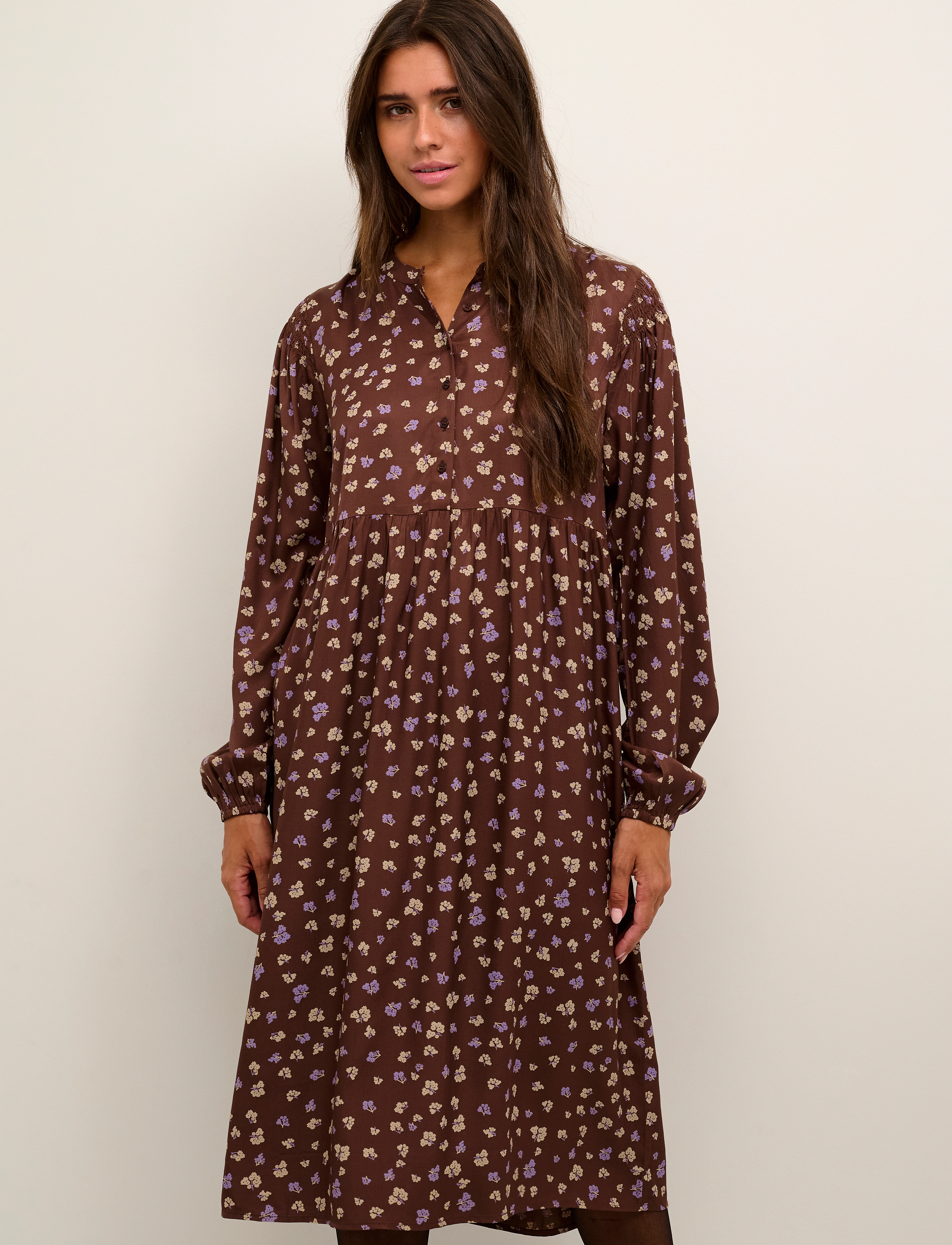 Kaffe - BPibbie Dress - brown / purple flower print - 2