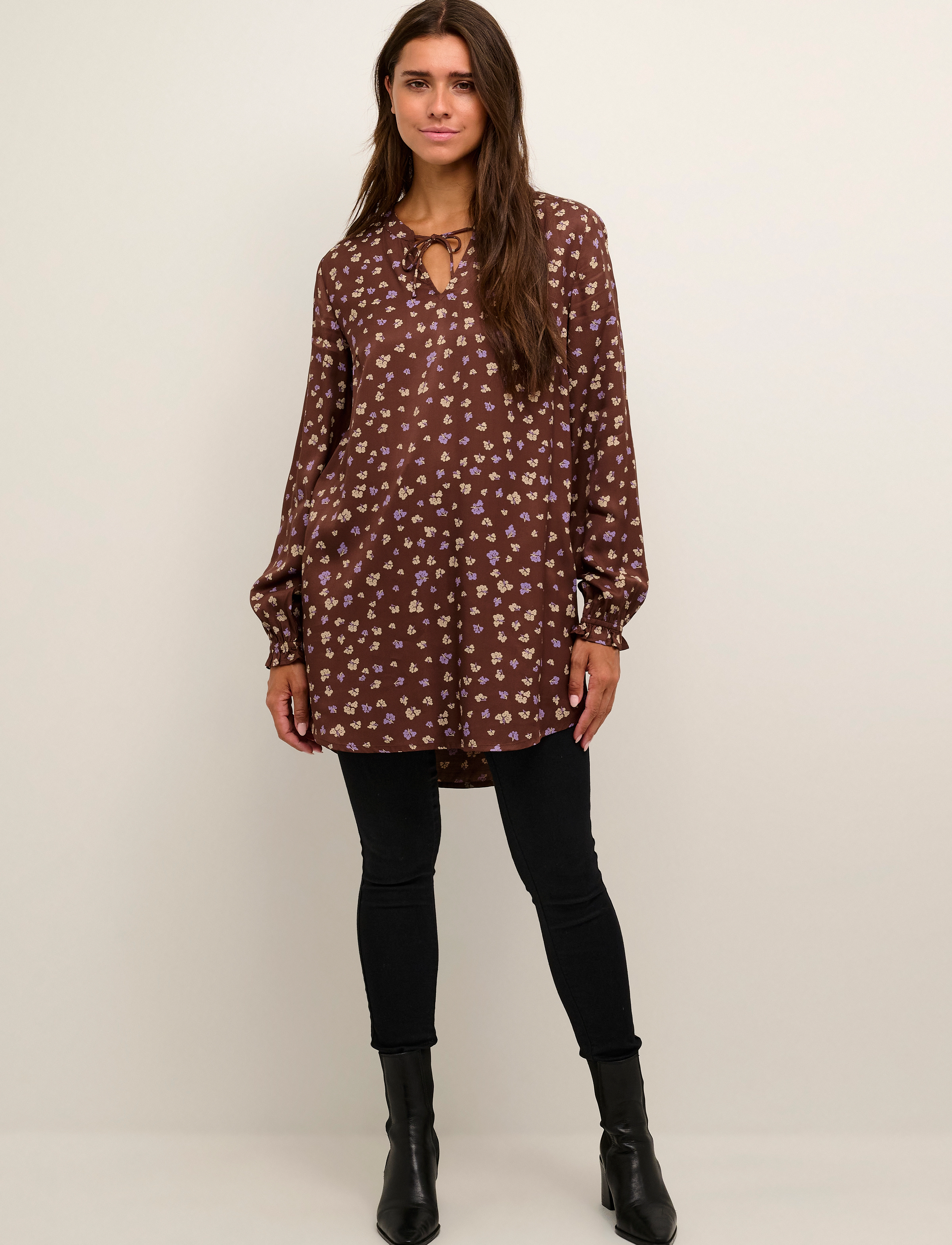 Kaffe - BPibbie Tunic - brown / purple flower print - 3