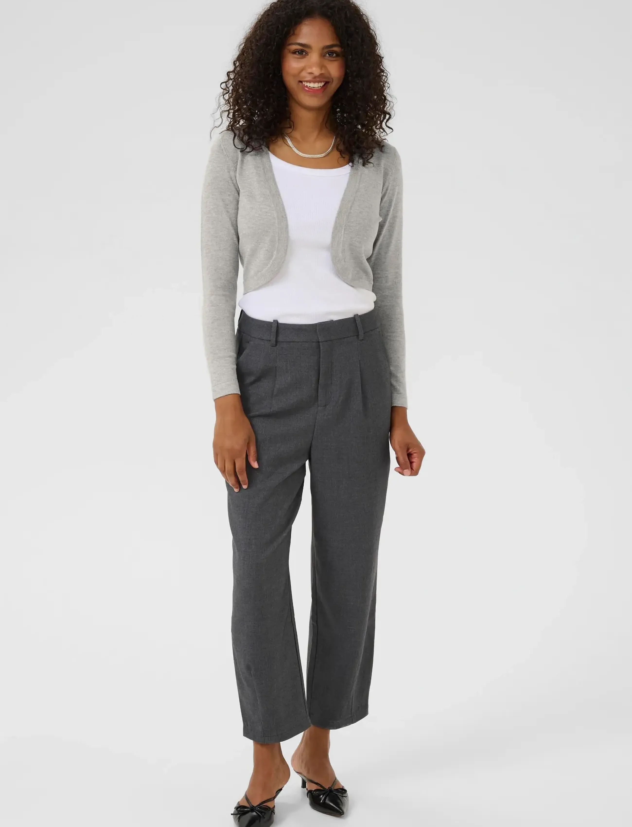 Kaffe - Astrid Bolero - crop tops - grey melange - 5