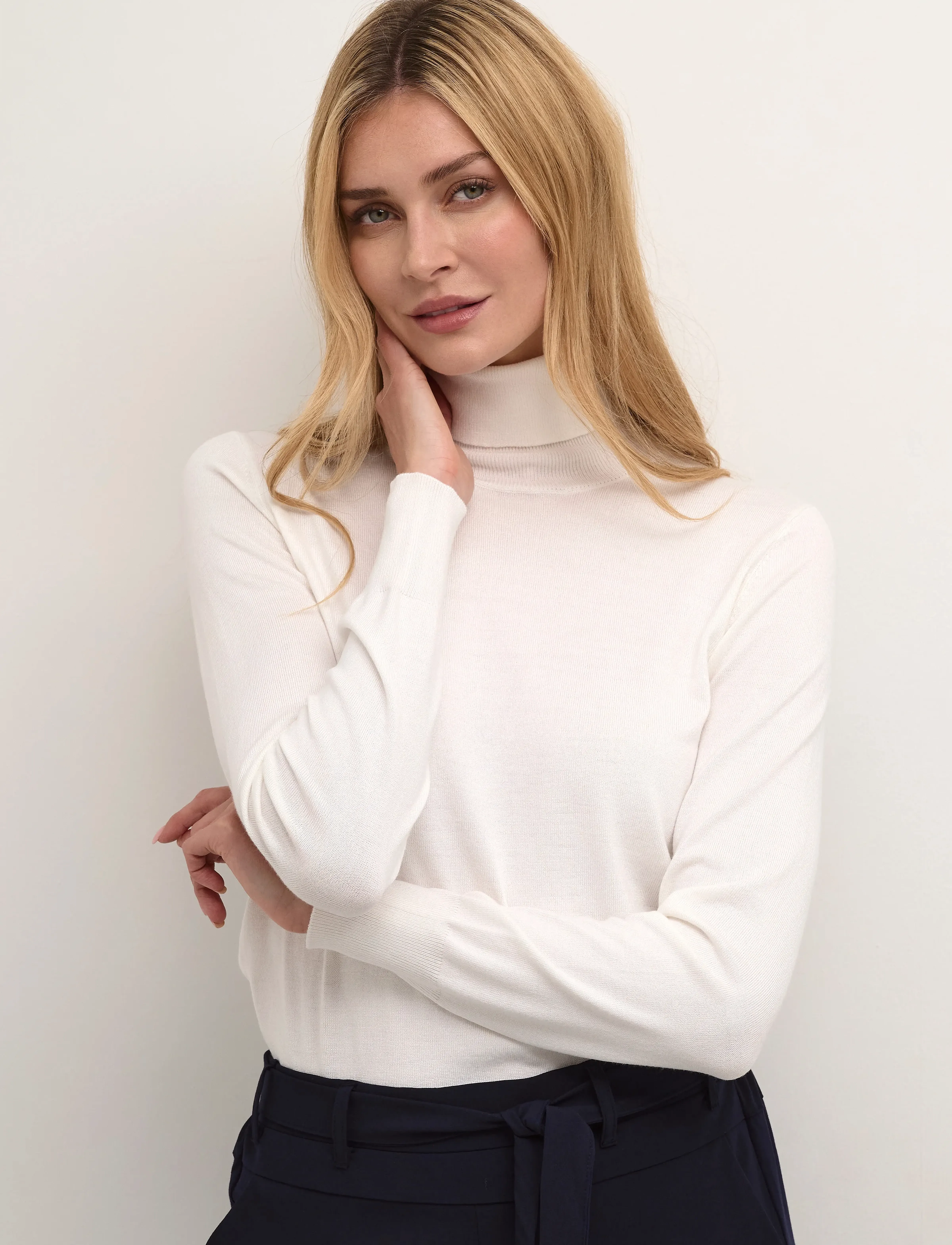 Kaffe Astrid Roll Neck, Kvinder, Rullekrave Top, Hvid, Str: L
