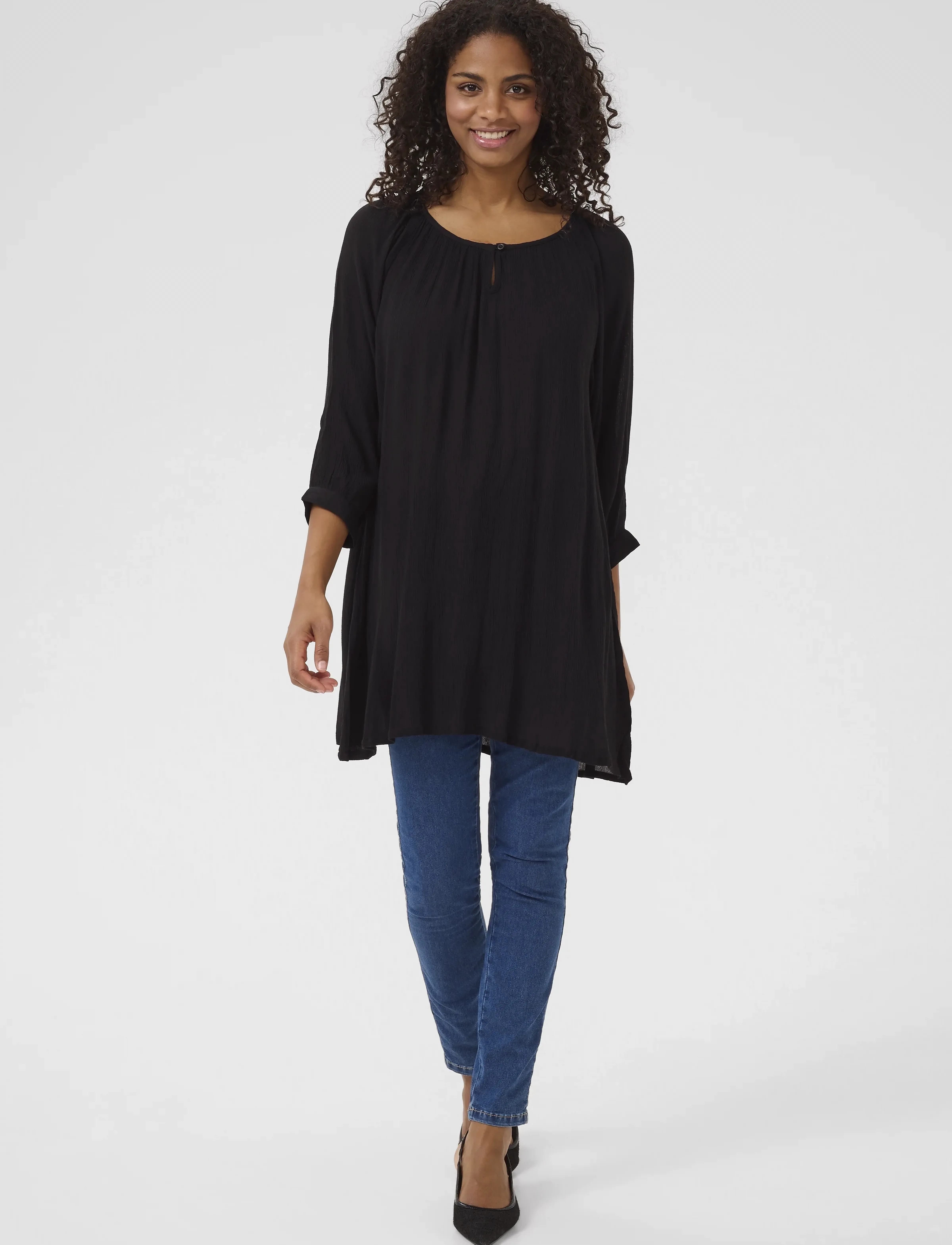 Kaffe Amber Tunic, 42, Oberteile, Schwarz - Tunics, Frauen