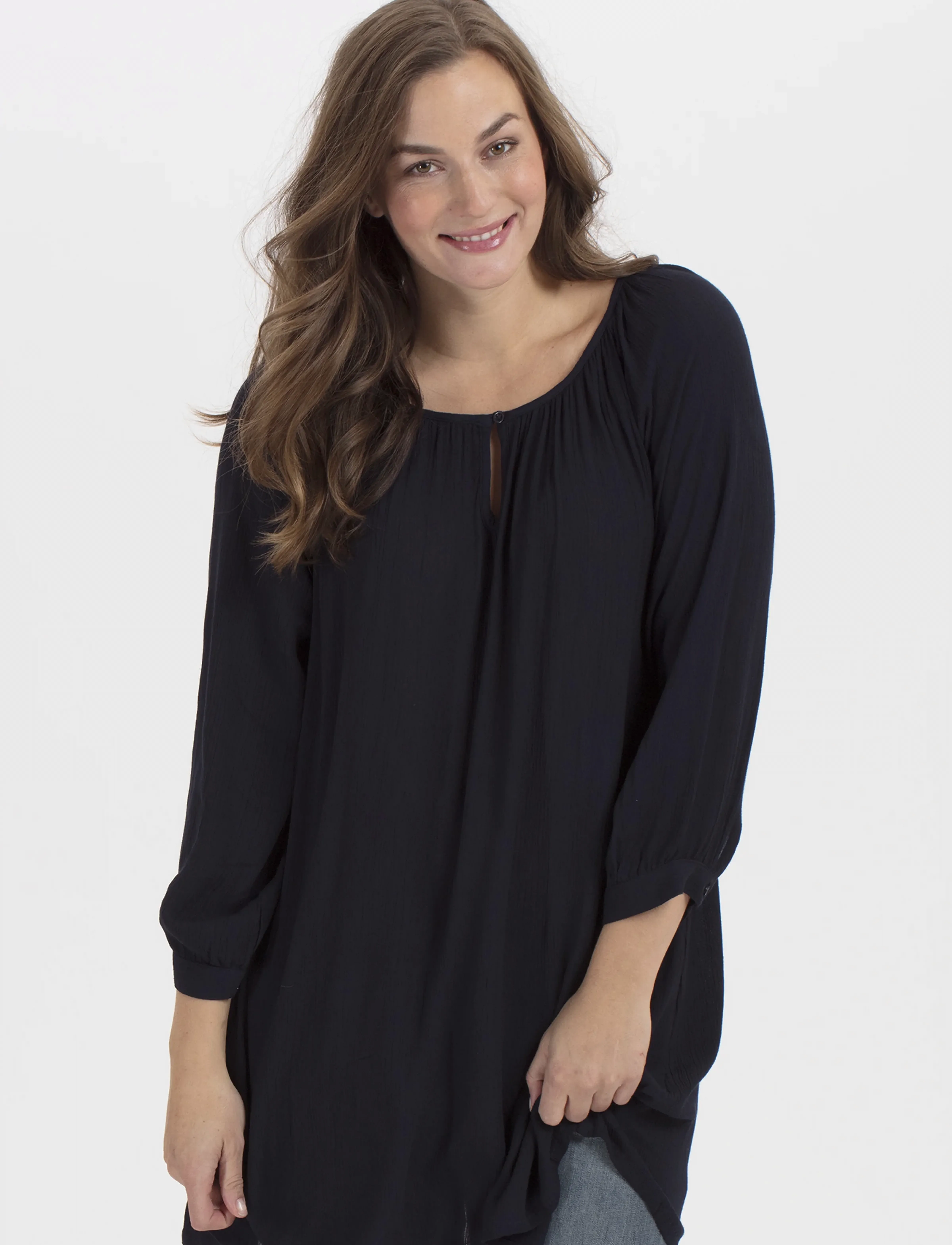 Kaffe Amber Tunic, 42, Oberteile, Blau - Tunics, Frauen