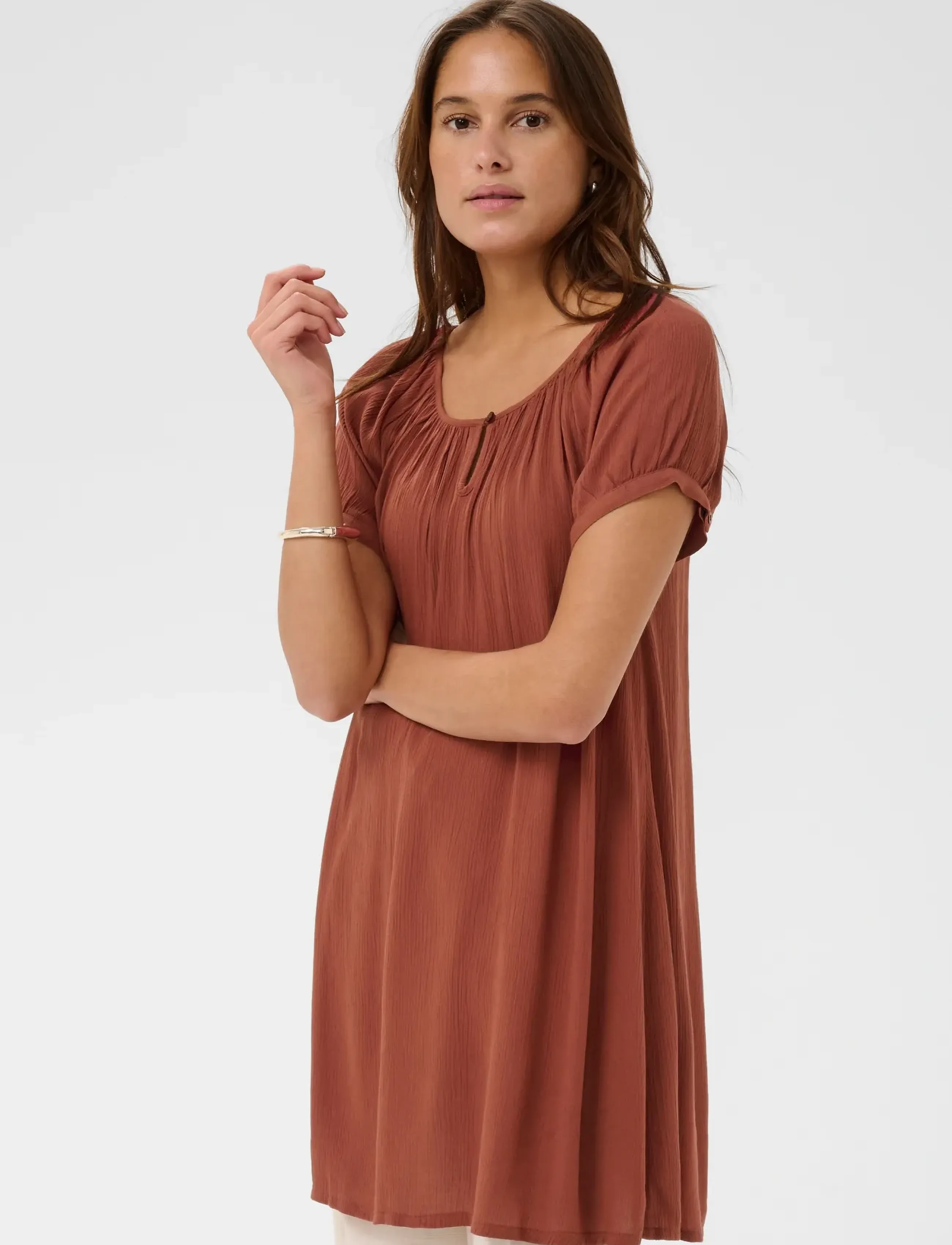 Kaffe Amber Ss Tunic, 34, Oberteile, Braun - Tunics, Frauen