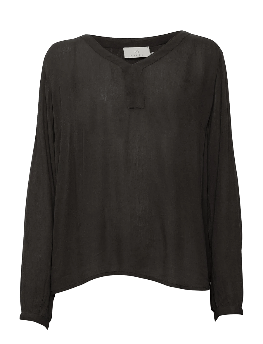Kaffe - Amber Blouse LS - pikkade varrukatega pluusid - black - 1