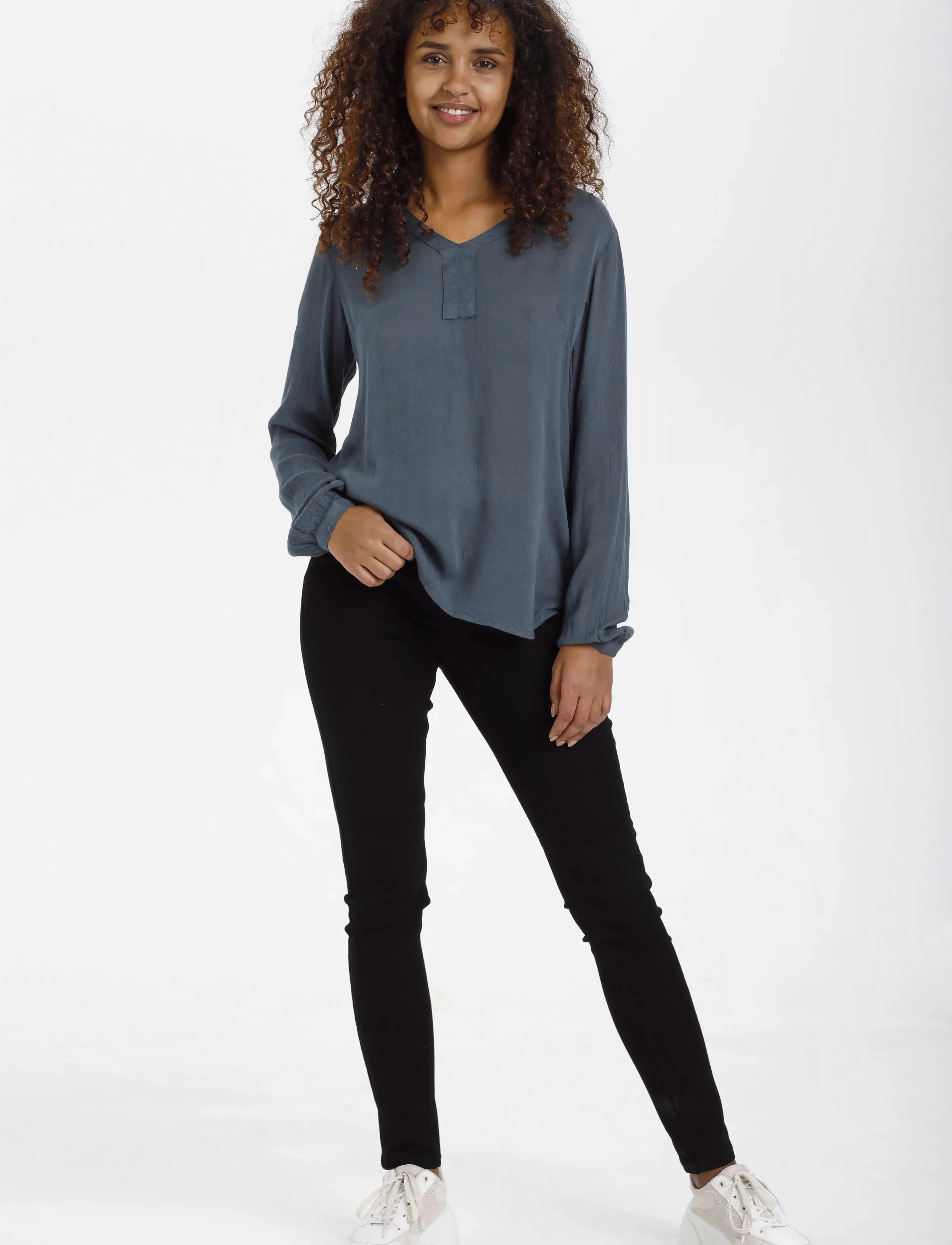 Kaffe Amber Blouse Ls, 38, Blue, Bluser > Langærmede, Dame