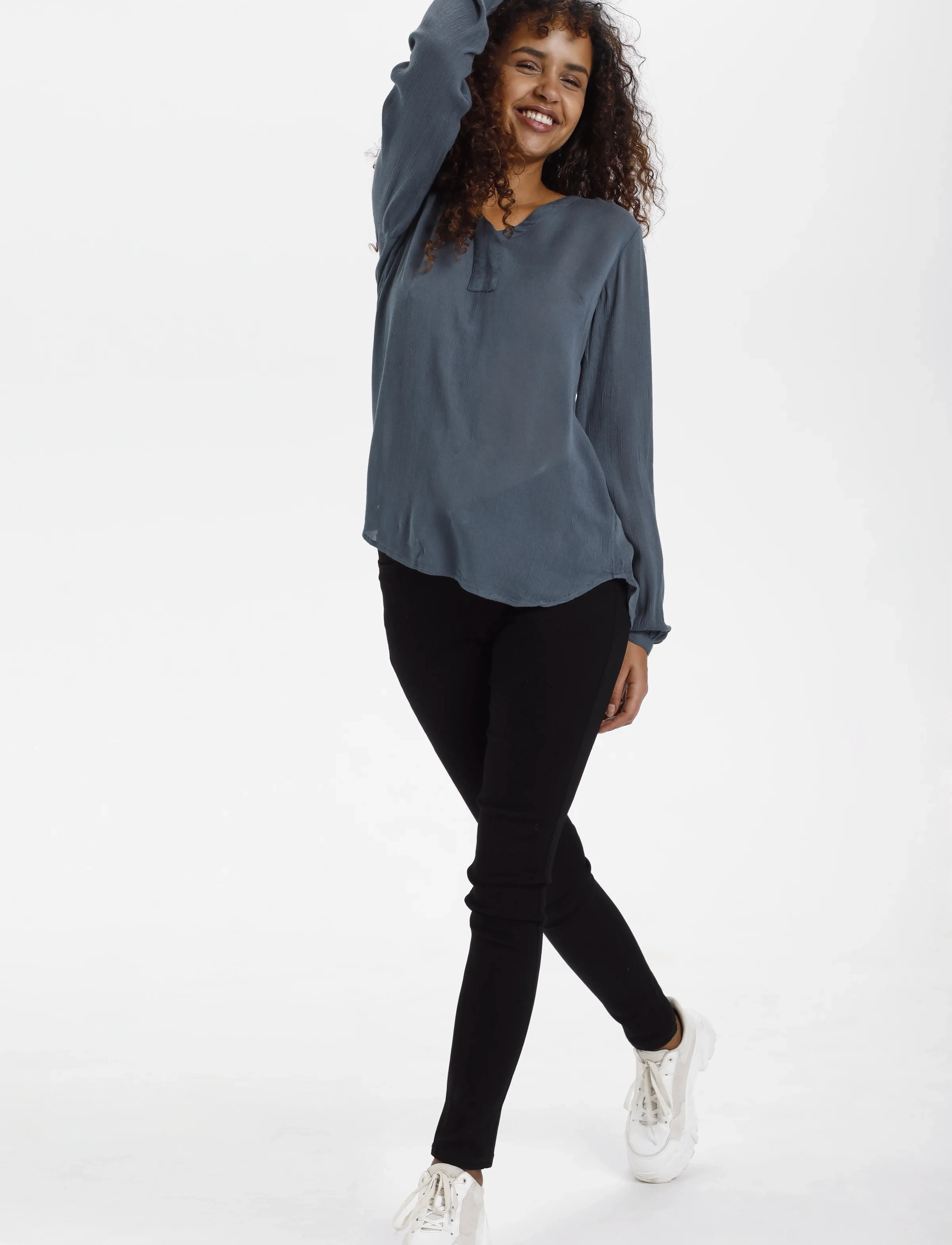 Kaffe - Amber Blouse LS - pitkähihaiset puserot - orion blue - 3